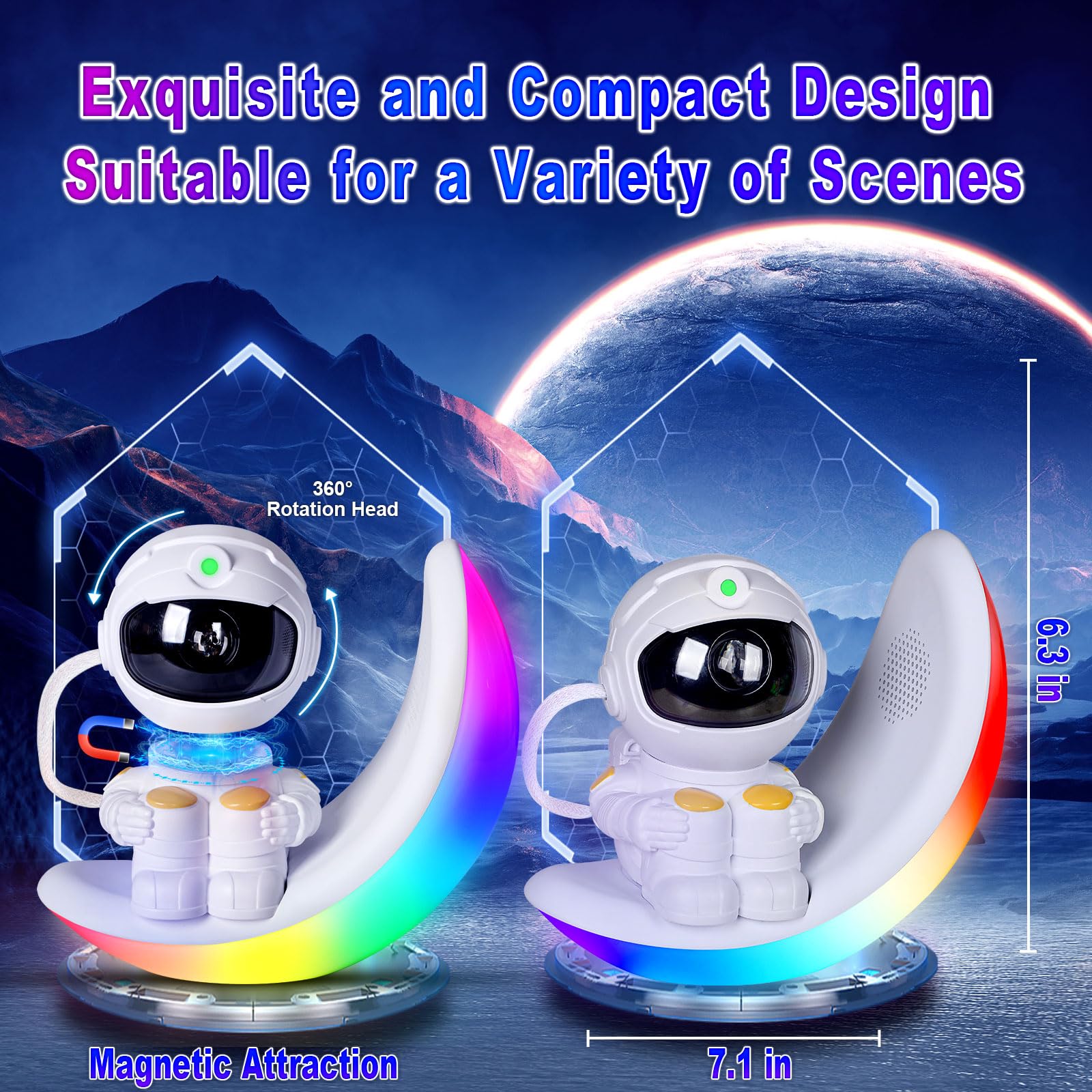 Star Galaxy Night Light Projector For Kids Bedrooms - Astronaut Space Projector - With Remote Control And Timing Function - For