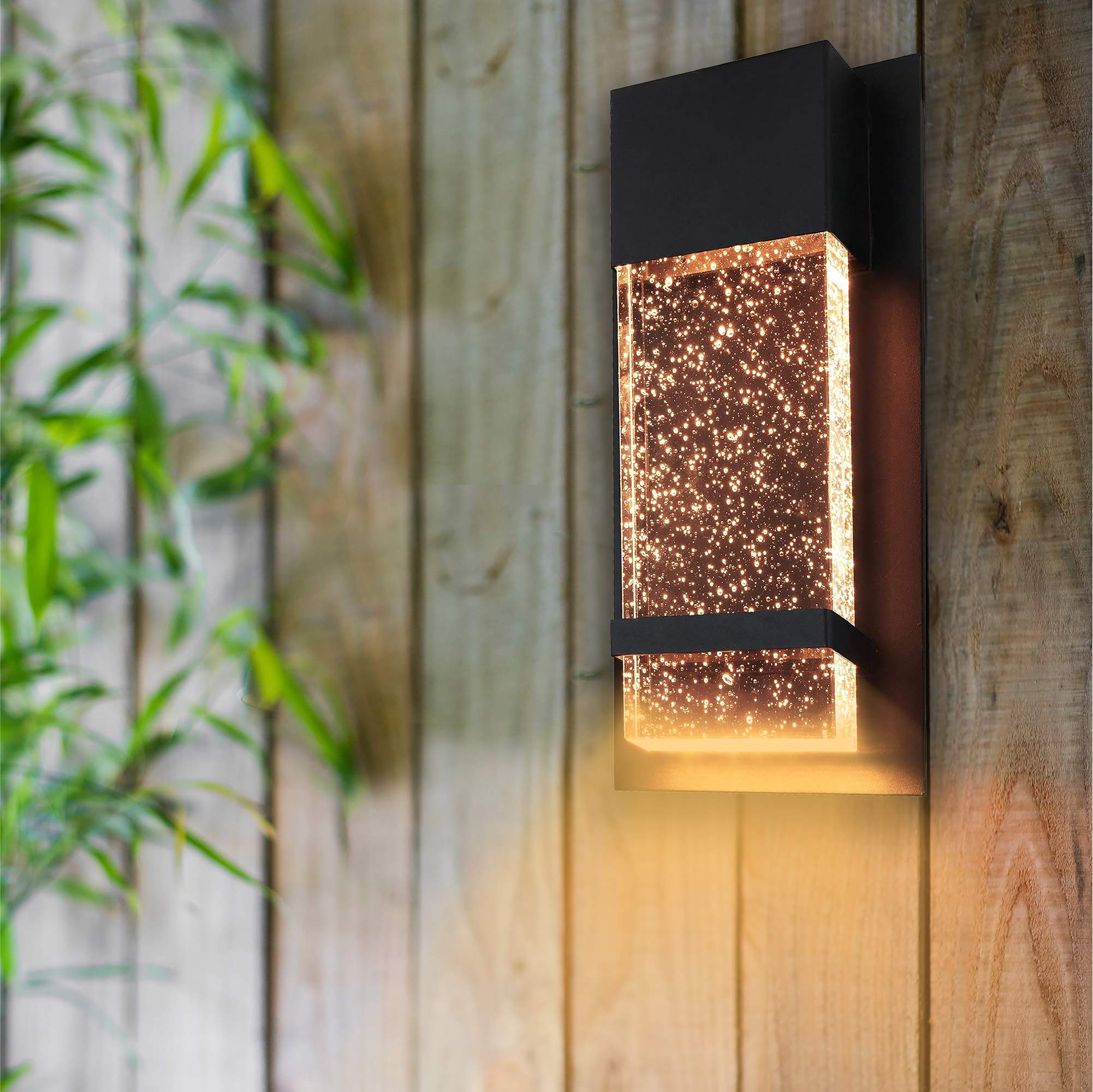 Ciata Wall Sconce - Integrated LED, Bubble Glass, Matte Black, 14 Inch, Model 817354022646, Indoor/Outdoor