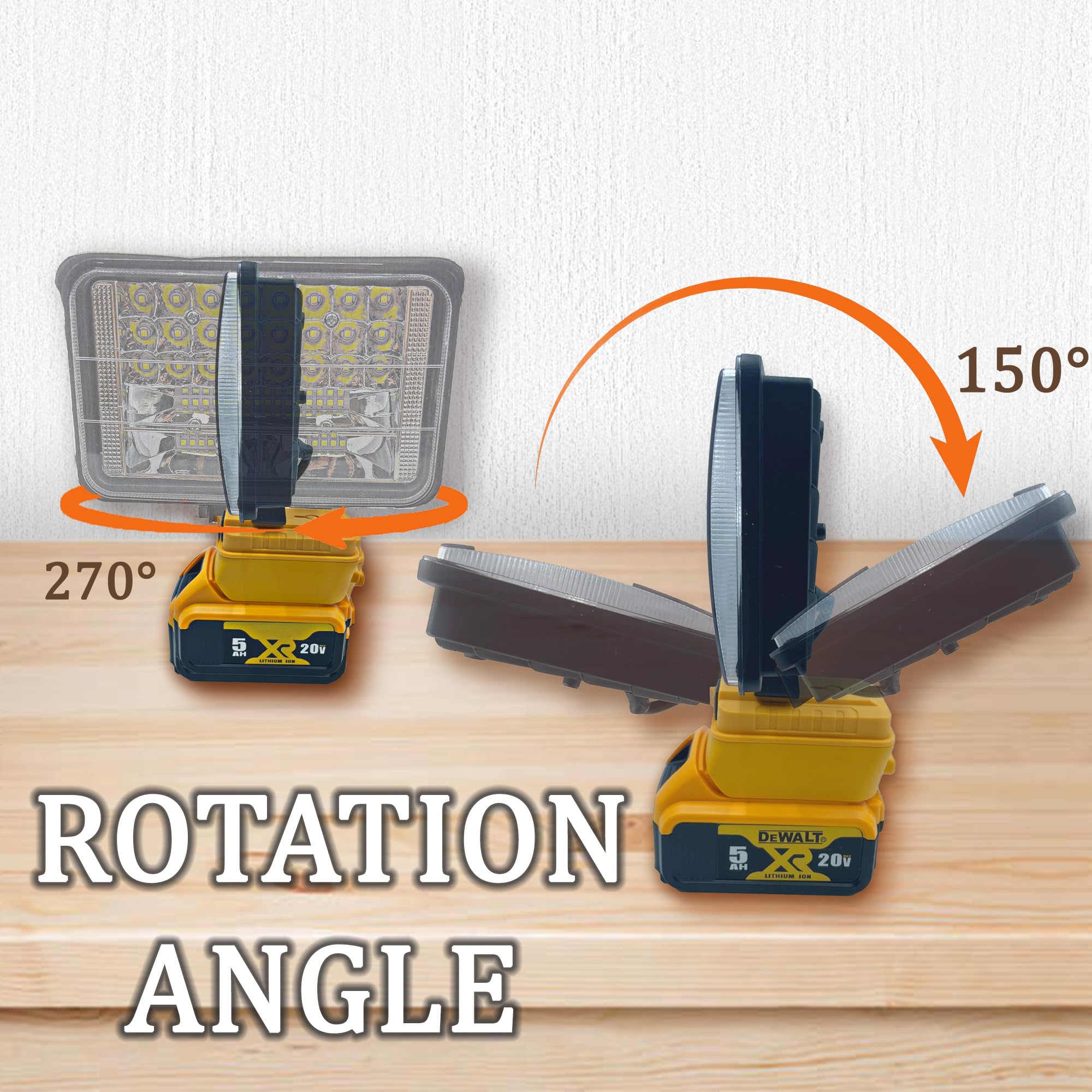 Led Work Light Cordless Handhelp For Dewalt 20V Battery,60W 4500Ml Led Portable Light,Protection Two Usb Charging Port For Outdo