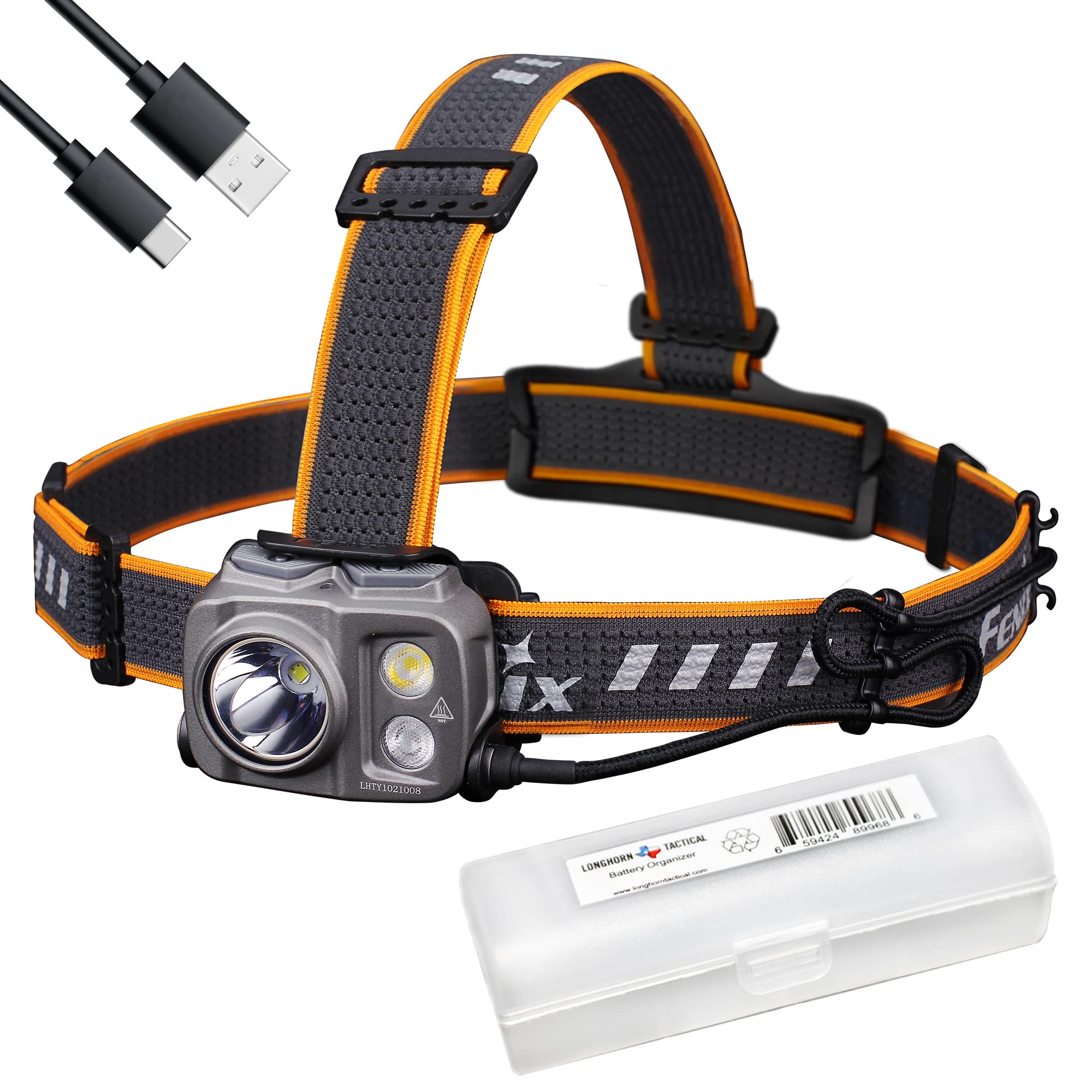 Fenix HP25R v2.0 Headlamp, 1600 Lumen Spotlight, 400 lumens Floodlight and Red Light, USB-C Rechargeable with LumenTac Organizer