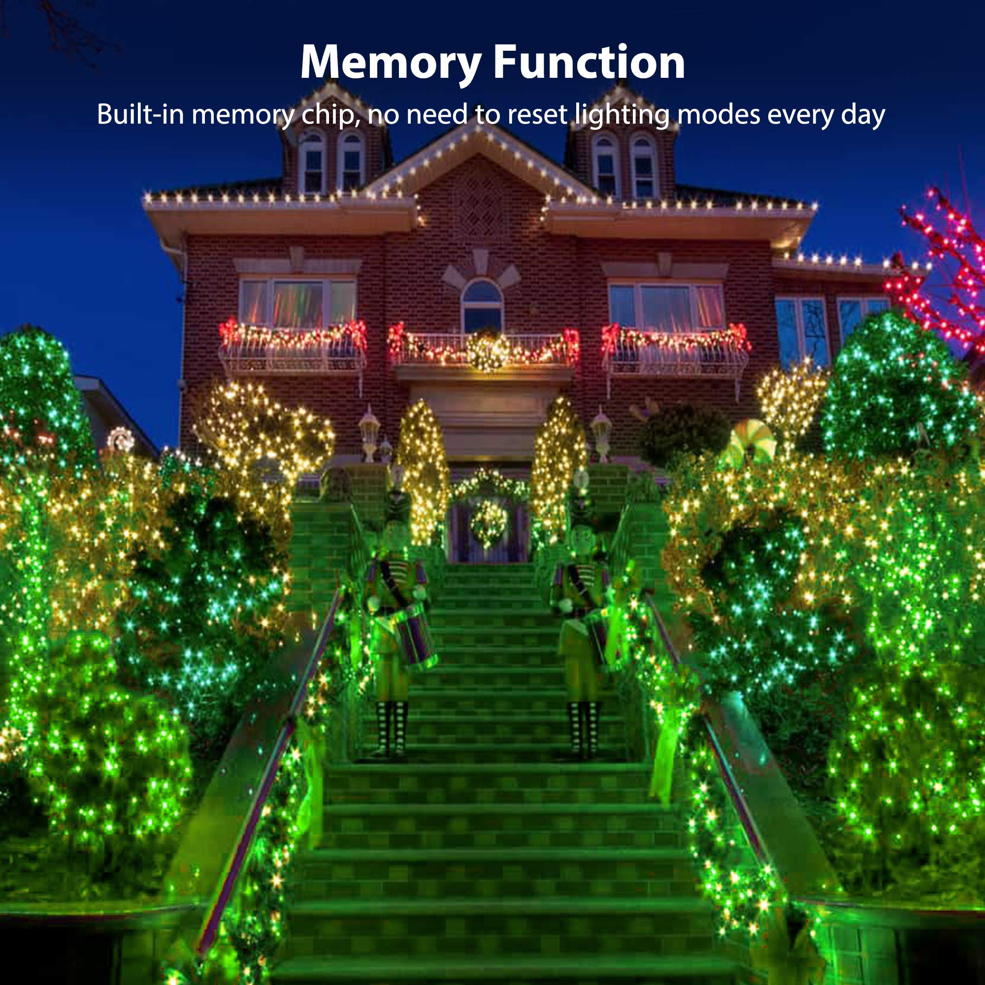 Brizled 240 LED Green Christmas Lights, 78.74ft Connectable Outdoor Fairy Lights, Waterproof, 8 Modes, Model GP-SW290DC0209-IP44