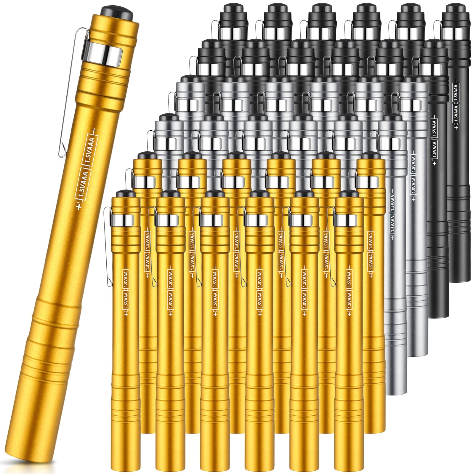 Rossesay Mini Pen Flashlights 36 Pack, LED, Aluminum, Multicolor, Model XUU-Rossesay-2691, Portable for Camping and Hiking
