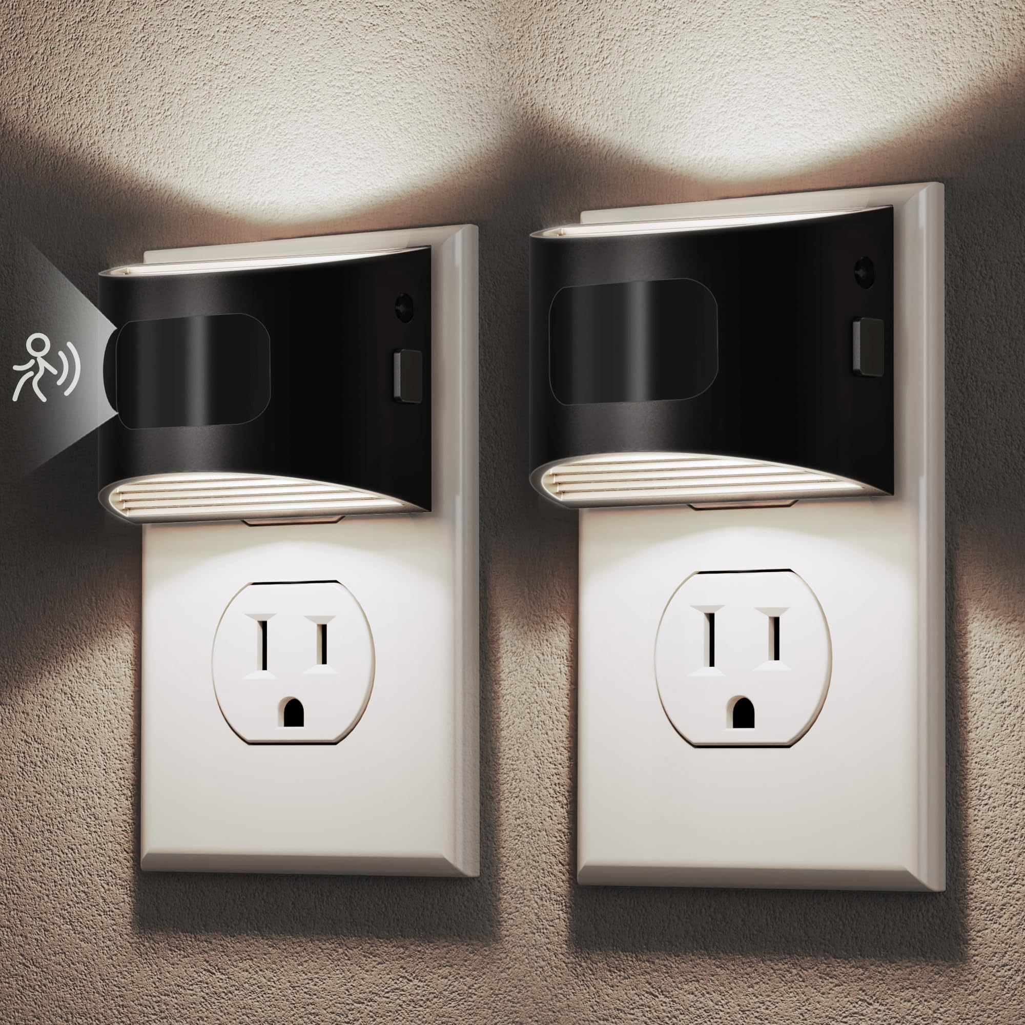 DORESshop LED Night Light[2 Pack]  Night Lights Plug into Wall  3 Mode Plug in Night Light with Motion Sensor  Dusk to Dawn Sensor  5000K Daylight White  Nightlights for For Mature Userss  Bedroom  Hallway