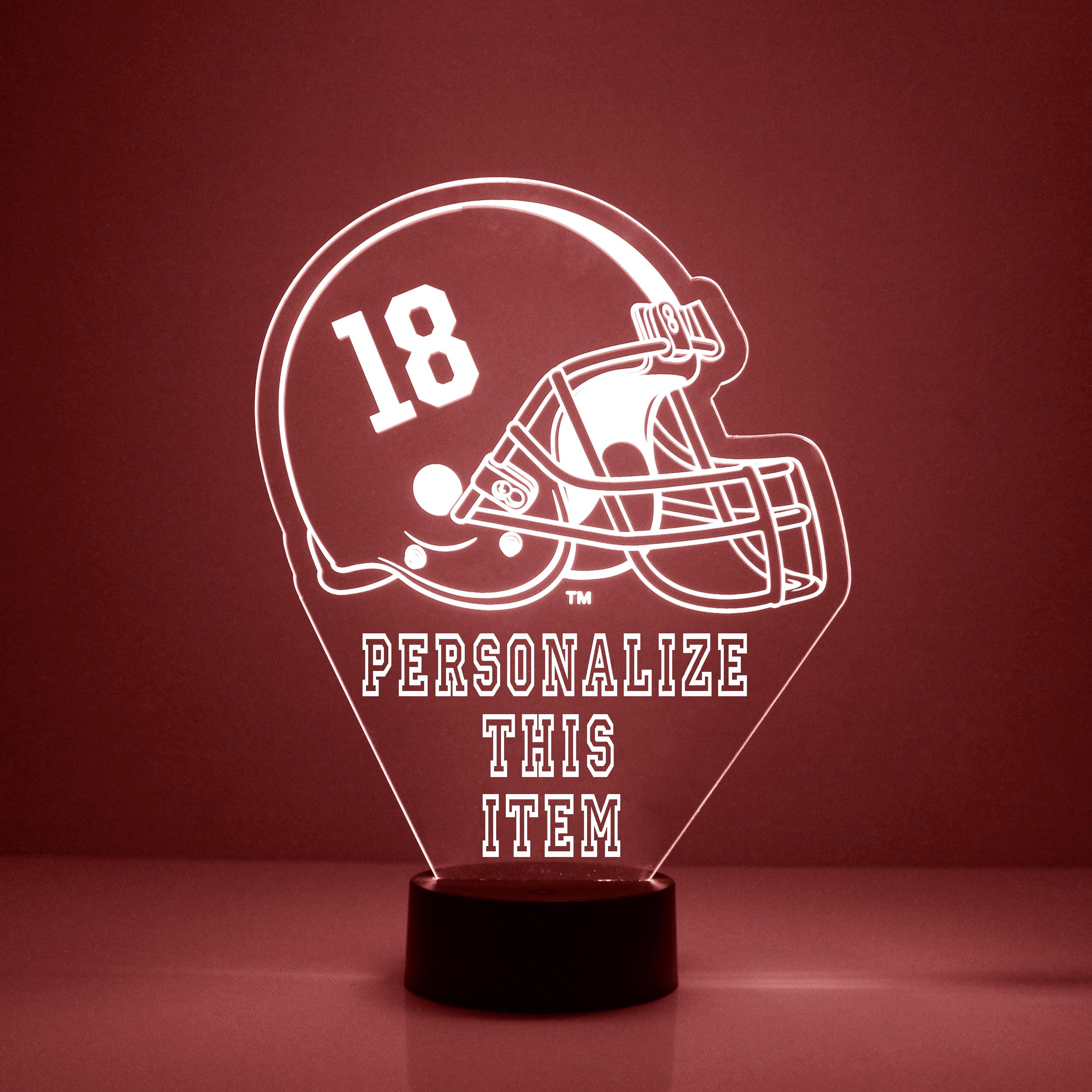 Custom University of Alabama Crimson Tide Football Helmet LED Sign Night Light Lamp with Remote  Personalized Name or Image  Officially Licensed from The CLC by Mirror Magic Gifts  Made in The USA