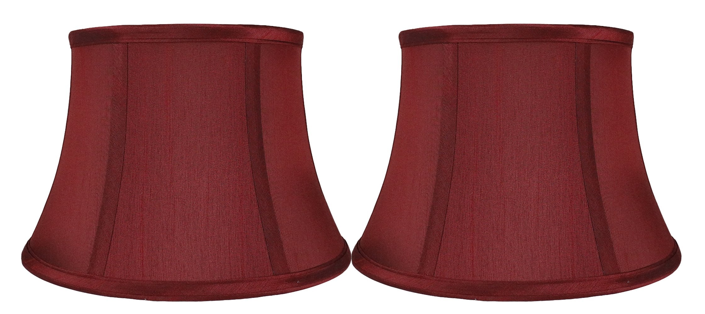 Urbanest Faux Silk Bell Lamp Shade Set of 2, 7-inch x 10-inch, Burgundy, Spider Washer Fitter