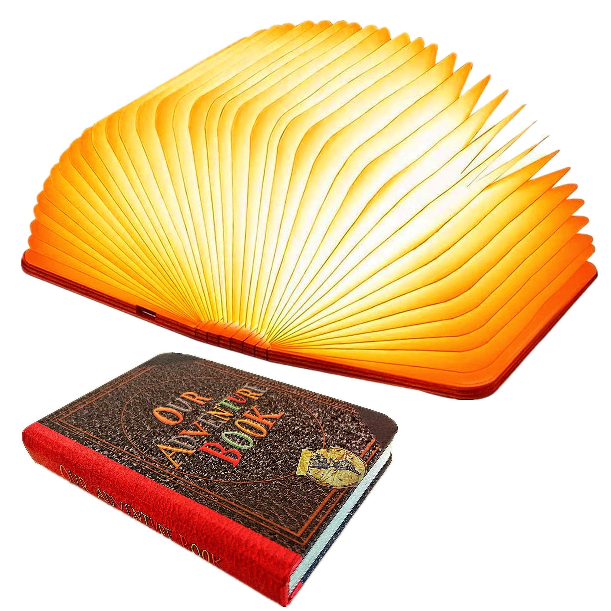 Adventure Book Night Light,3D Folding Lamp&Three Different Lighting Options White/Yellow/Breathing Gradient Colors LED Book Ligh