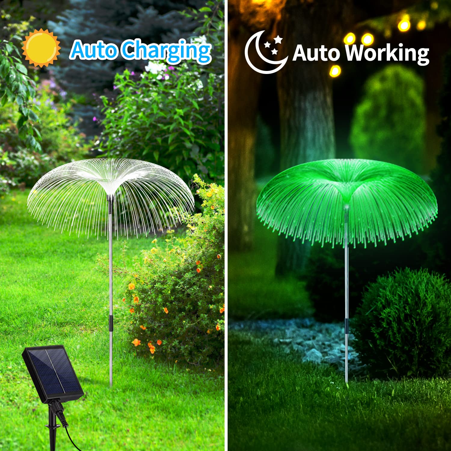 Axafnev Solar Lights - 6 Pack Multicolor Jellyfish Outdoor Lights, Waterproof Garden Decor, Model GX-6