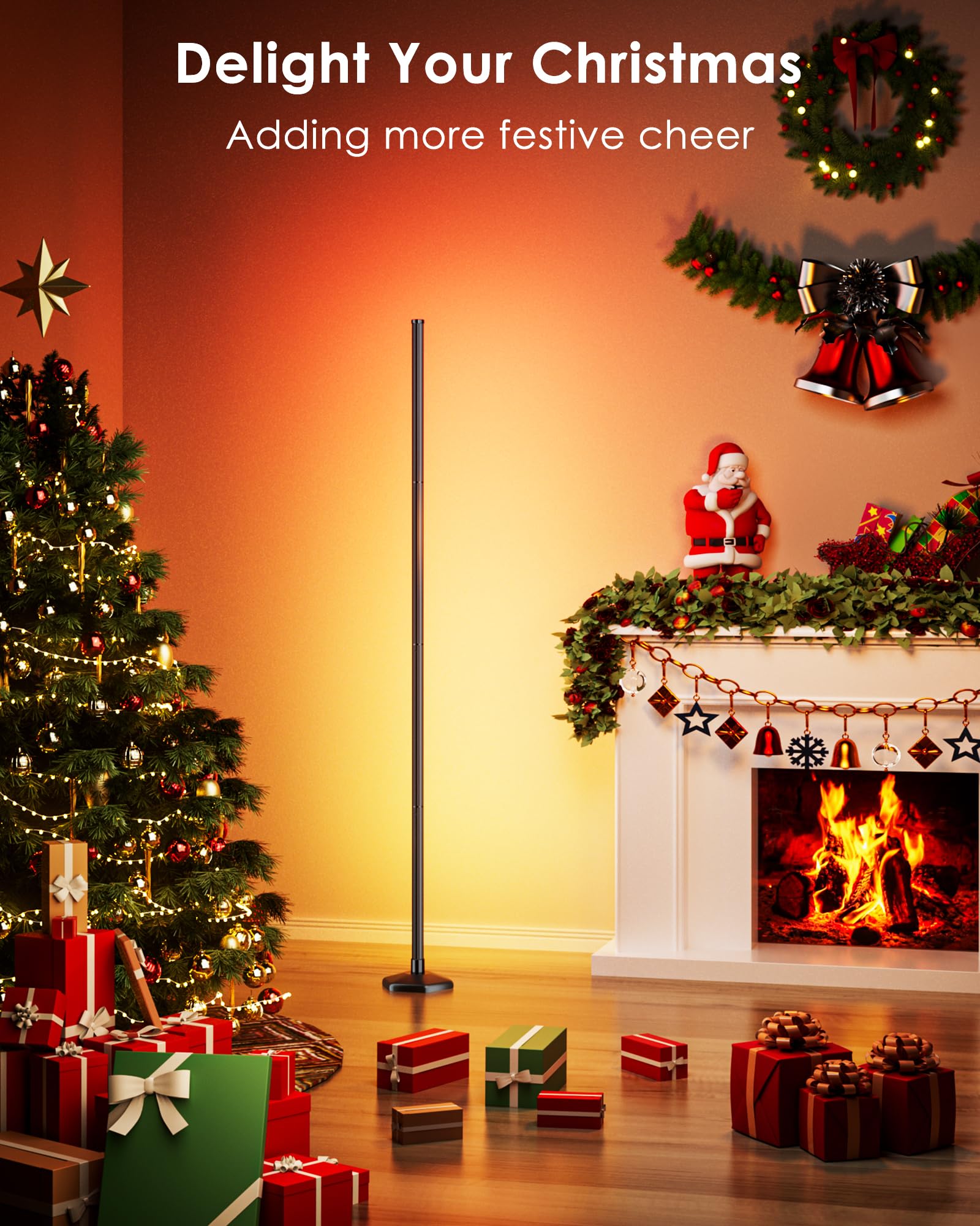 2Pcs Corner Floor Lamp, 65'' Rgb Color Changing Mood Light With Remote Control, Dimmable Led Corner Lamp With Music Sync, Modern