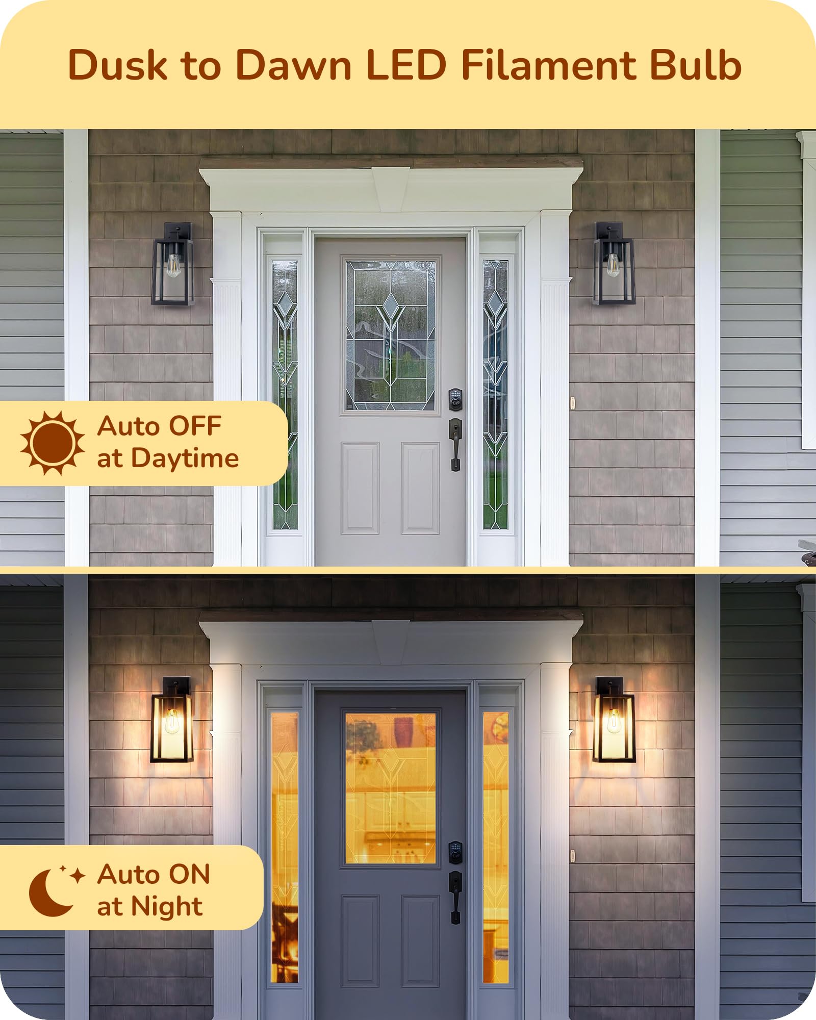 Edishine Dusk To Dawn Led Light Bulbs, 8W Equivalent 60W, Vintage Styled St64 Led Edison Bulbs, 700Lm Extra Bright 2700K Warm Wh