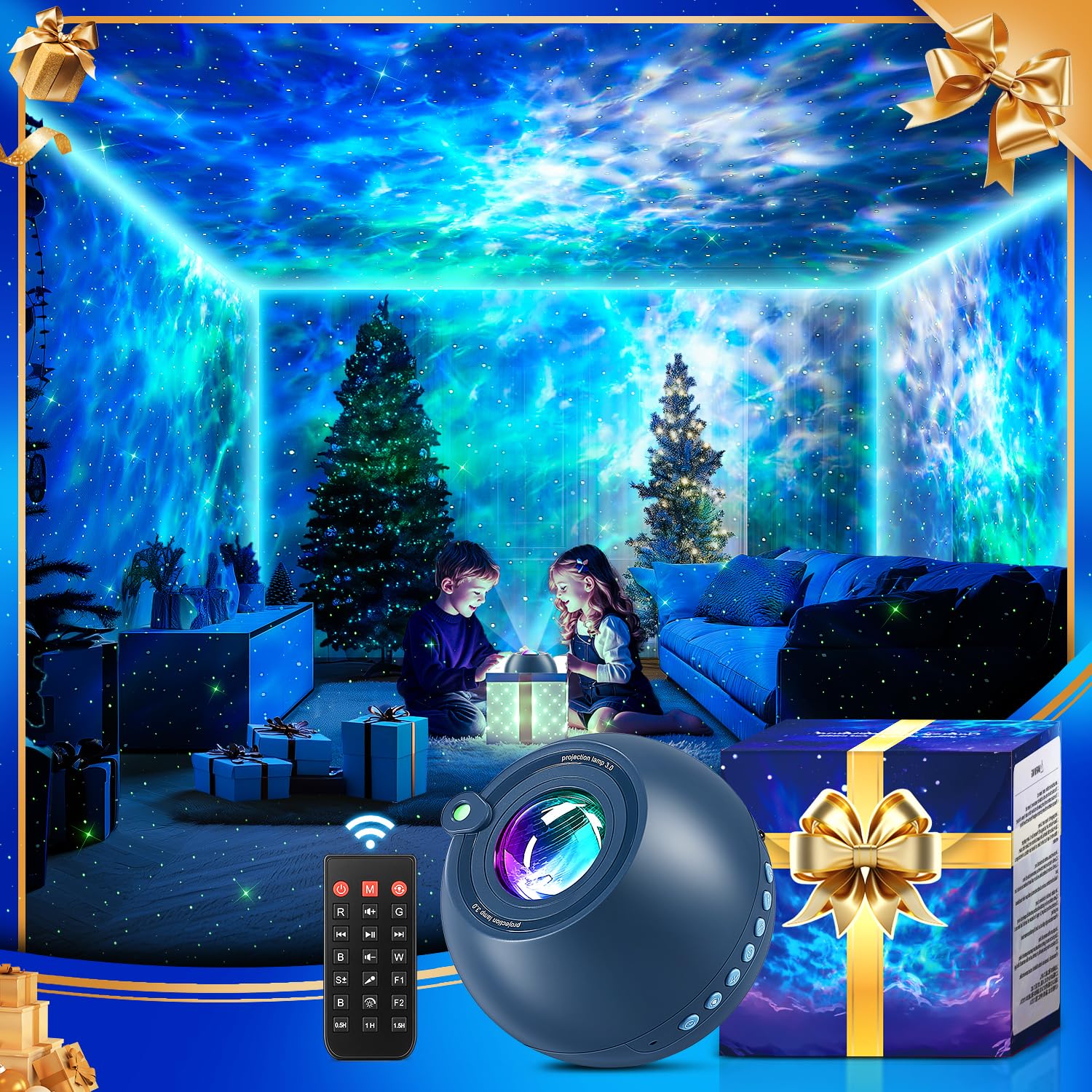 ?Gift Package & Birthday Gift? 15 Colors/ 360 Lighting Modes /15 White Noise/Bluetooth Speaker Galaxy Projector Nebula Projector