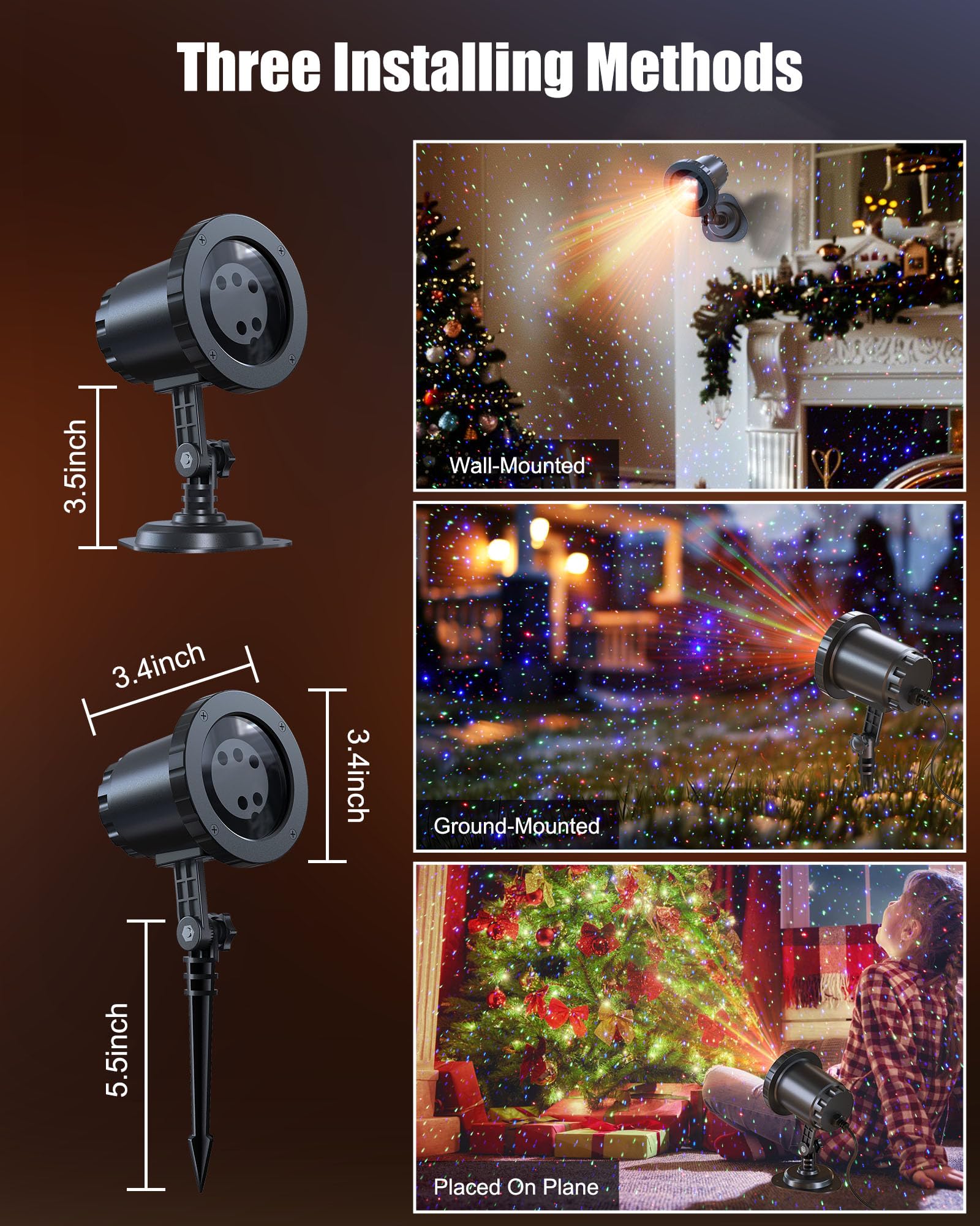 Minetom Outdoor Christmas Laser Lights Projector, RGB Color Changing, Waterproof, Model BL-HW02, 1 Pack