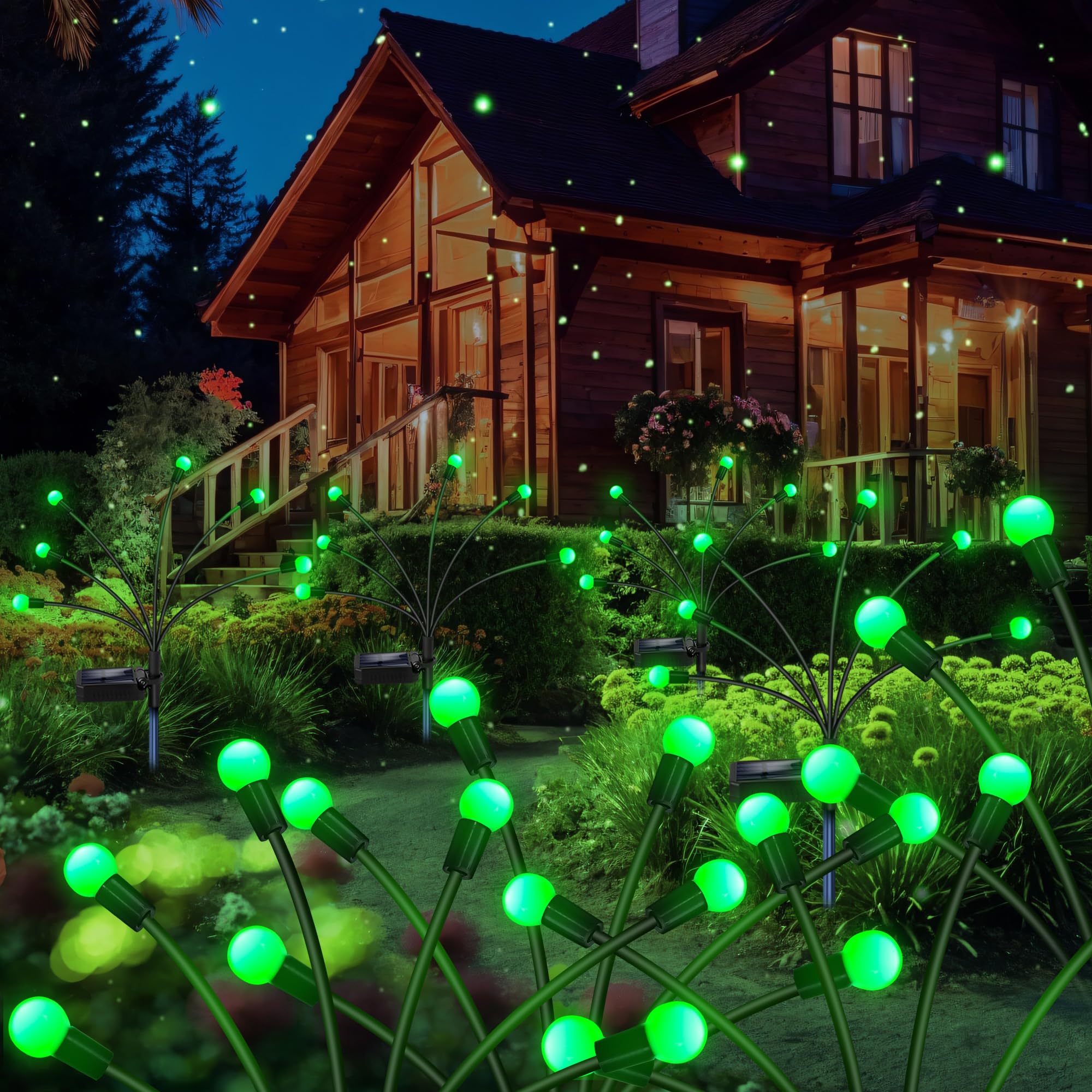 NBQQ Solar Garden Lights Outdoor, 4 Pack 24LED Waterproof Solar Powered Lights for Yard Pathway Patio, Swaying Lawn Decor as Gar