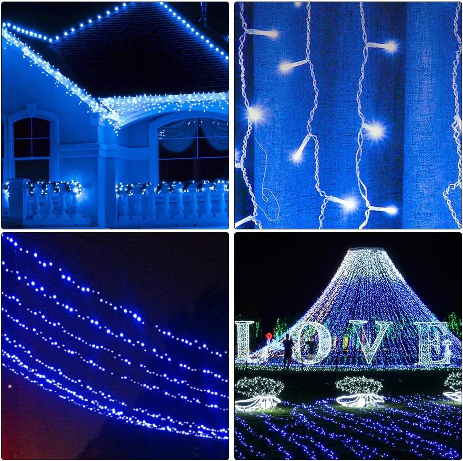 Illuminew 108Ft 300 Led String Lights, Blue Twinkle Fairy Lights For Indoor & Outdoor Decor
