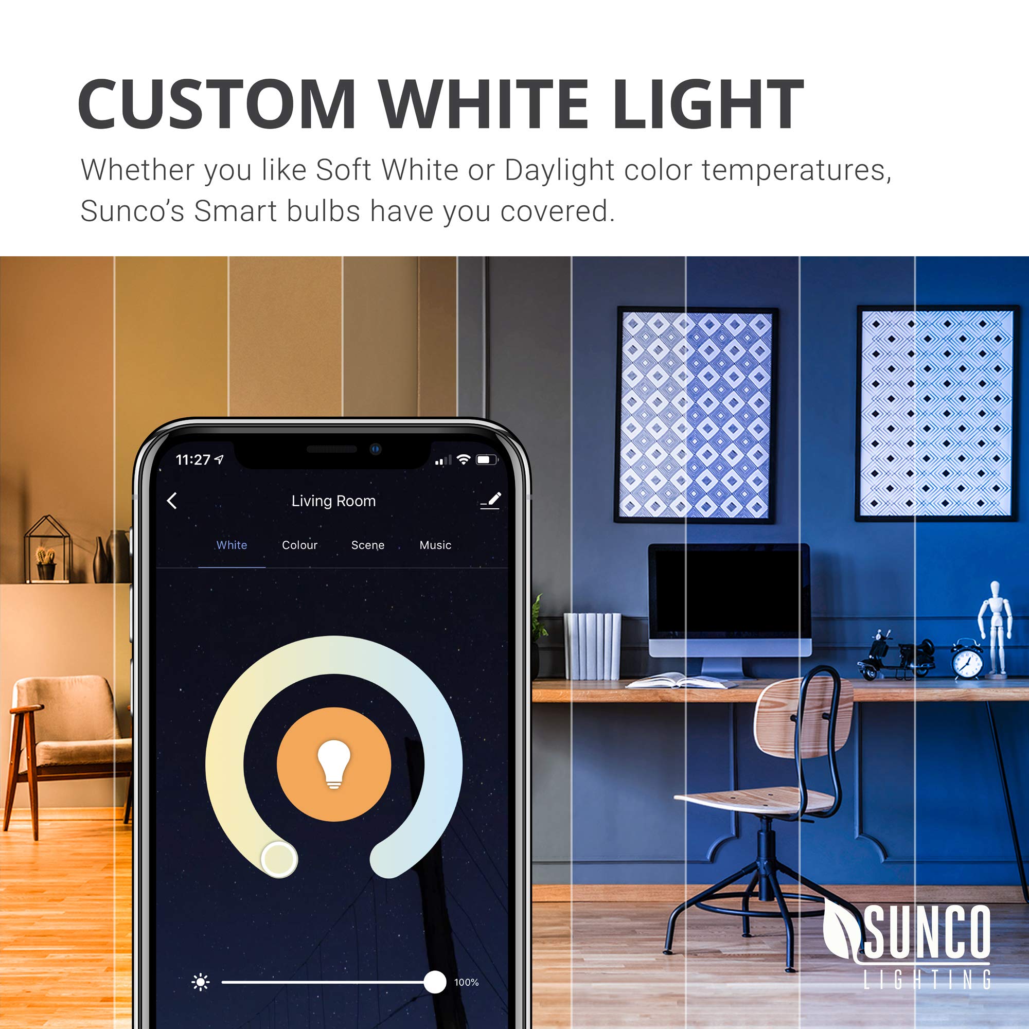 Sunco Par38 Alexa Compatible Smart Led Bulbs, Wifi Color Changing Outdoor Flood Light, 13W, Rgb Tunable White Cct, Dimmable, Wit