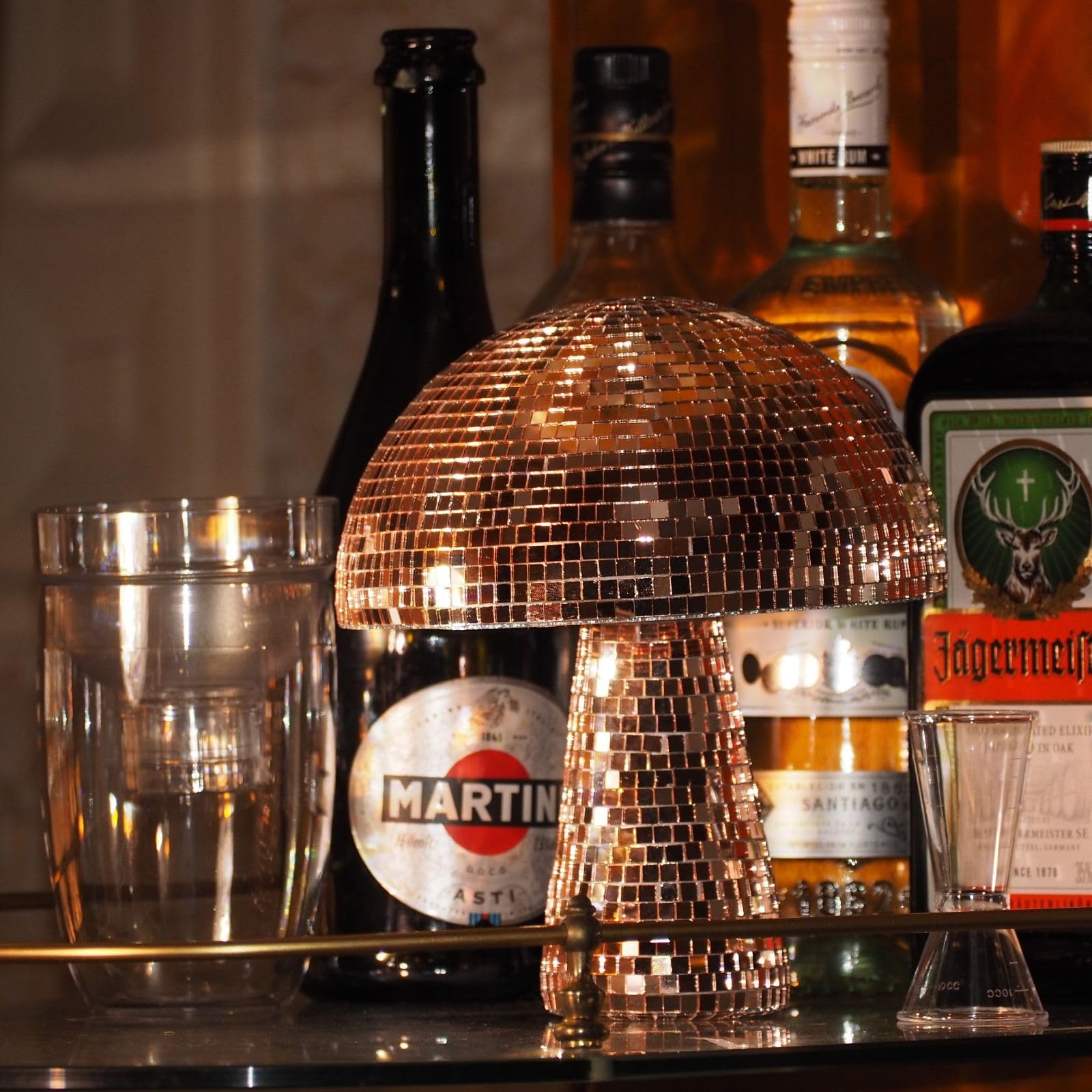 Yeehlmer Creative Mushroom Disco Ball For Party Table Decor Mirror Retro Handmade Disco Ball Mushroom Shape Home Art Decorations Bar Ornaments(Rose Gold L(8.3))