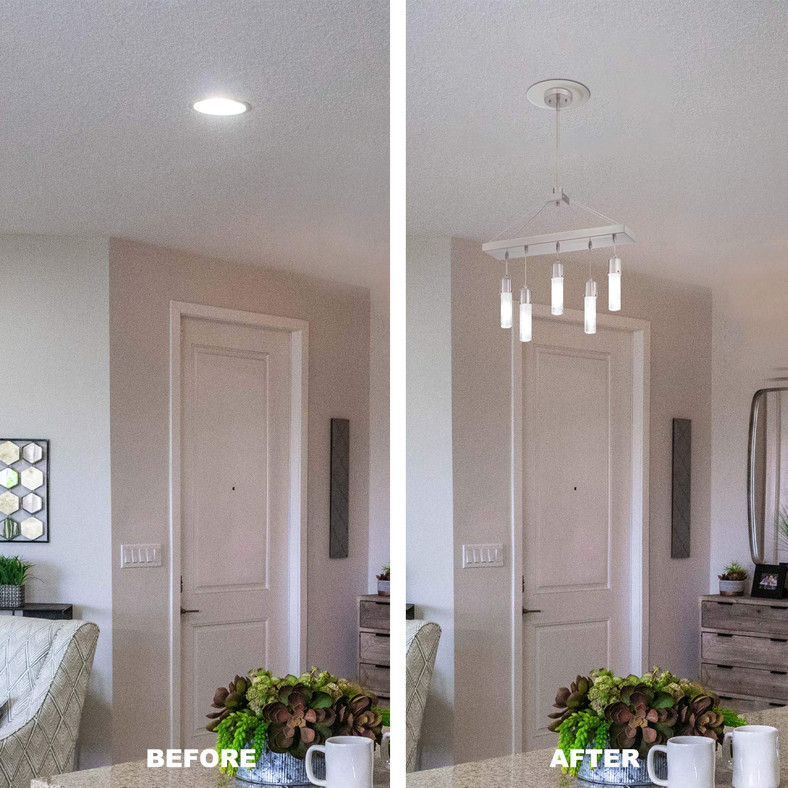 Ciata Recessed Can Light Conversion Kit to Pendant, 2 Pack, White, Plastic