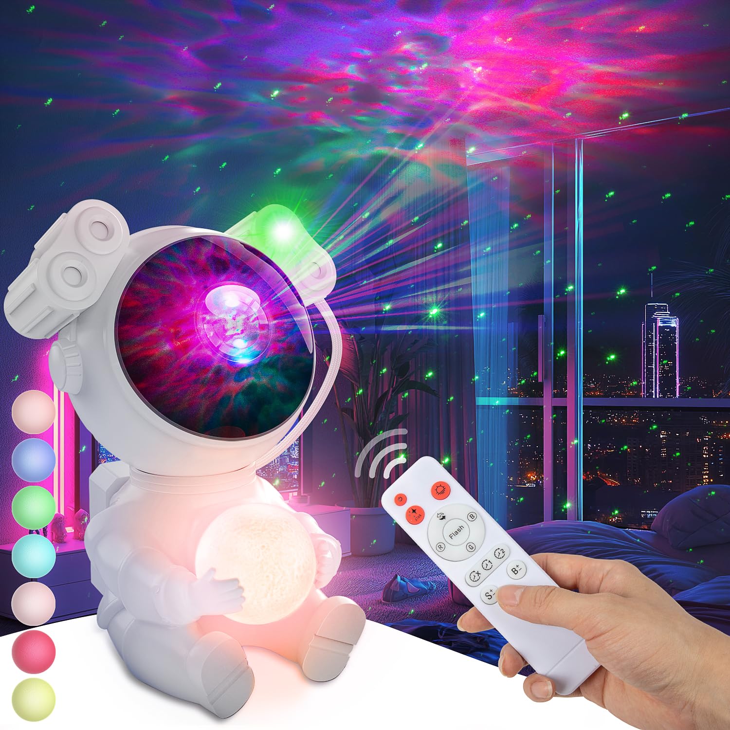 Astronaut Galaxy Projector Night Light Star With Timer And Remote Galaxy Light With Seven Colors Moon Night Light Led Nebula Lights For Kids Adults For Bedroom Gaming Room Decor Gift (Spherical)