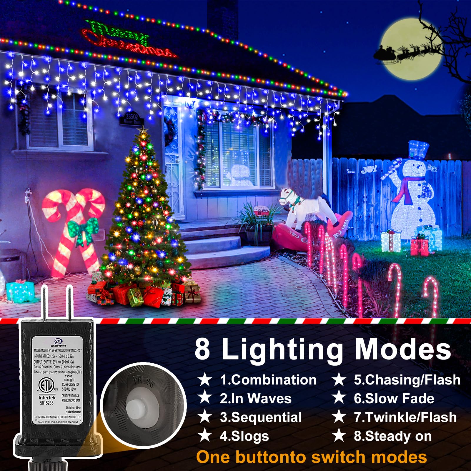 Christmas Lights Outdoor, 164Ft 1600Led 8 Modes Led String Lights Outdoor With 320 Drops, Ip44 Waterproof Timer Memory Function