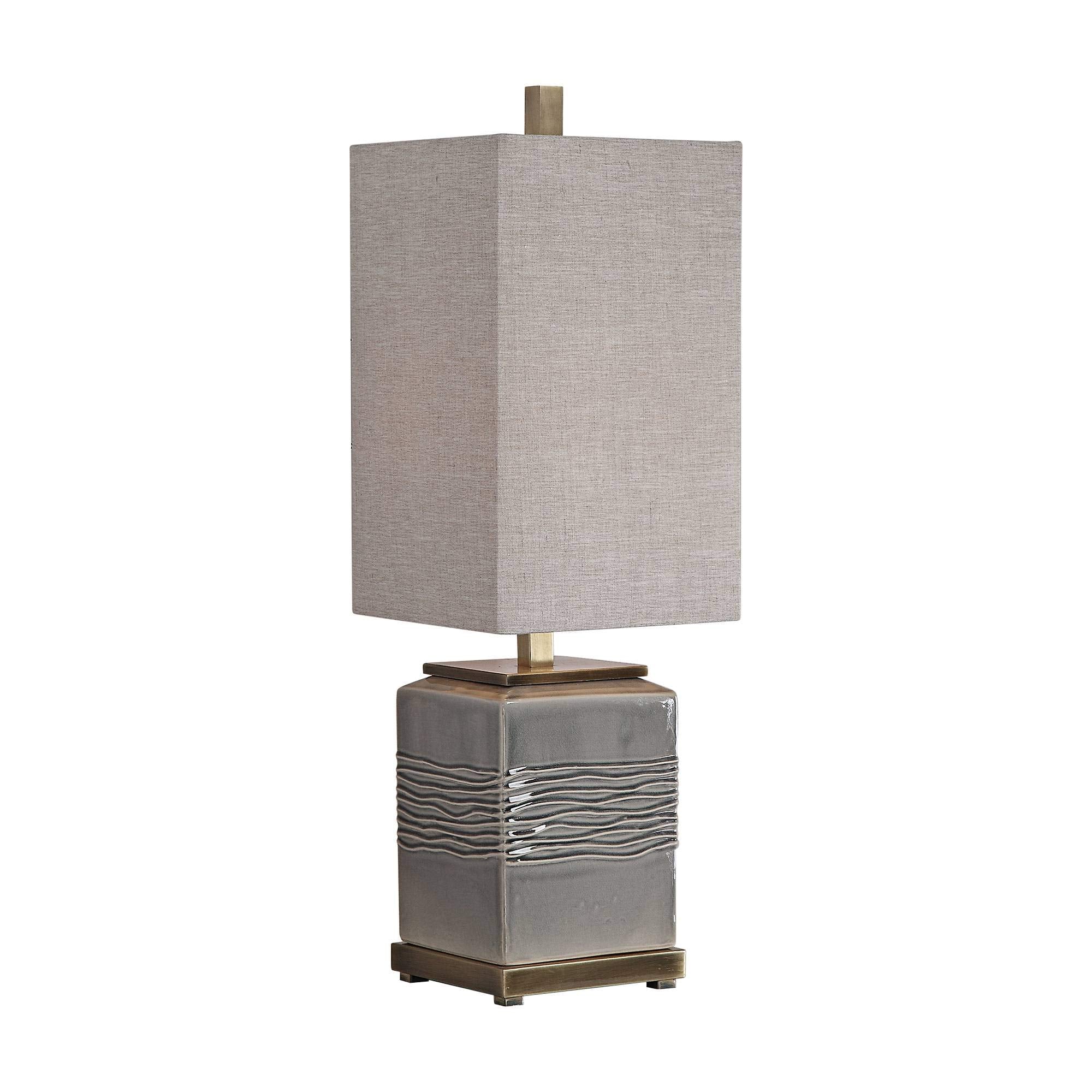 Uttermost Buffet Lamp - 1 Light, Ceramic, Warm Gray Glaze/Antique Brass, 10in W x 31.75in H x 10in D, Model 296