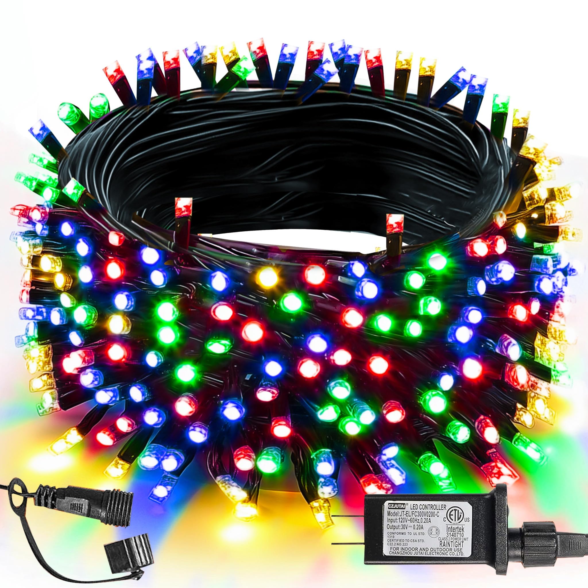 TW SHINE Christmas Lights, 200 LED, 66FT Outdoor Waterproof Multi-Colored, Model HB-200COI, 8 Modes for Indoor/Outdoor Decor