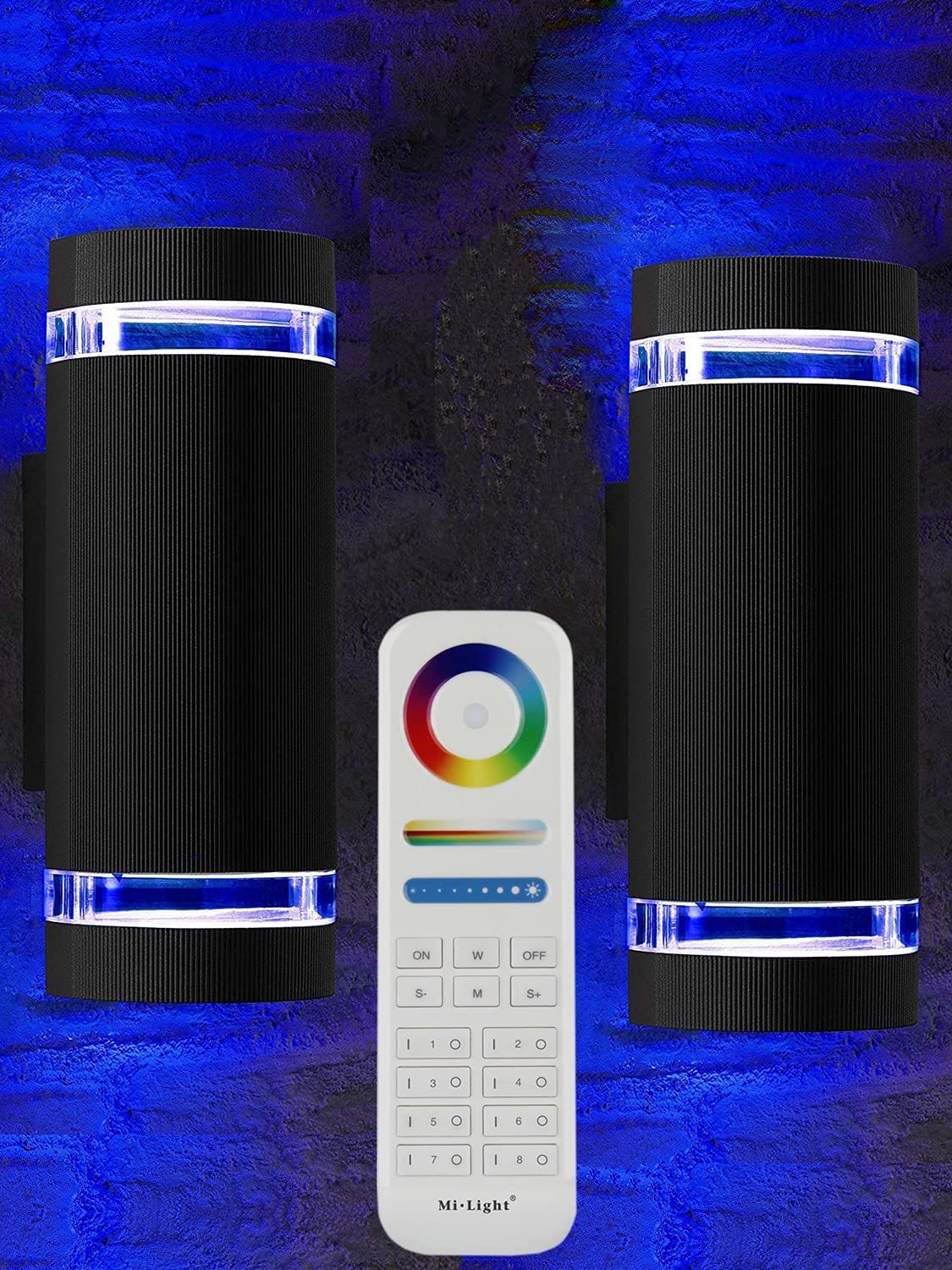 iYogaled RGB Color Changing LED Outdoor Wall Lights, 2700K-6500K, 9 Modes, Aluminum, 2 Pack, Model FUT106