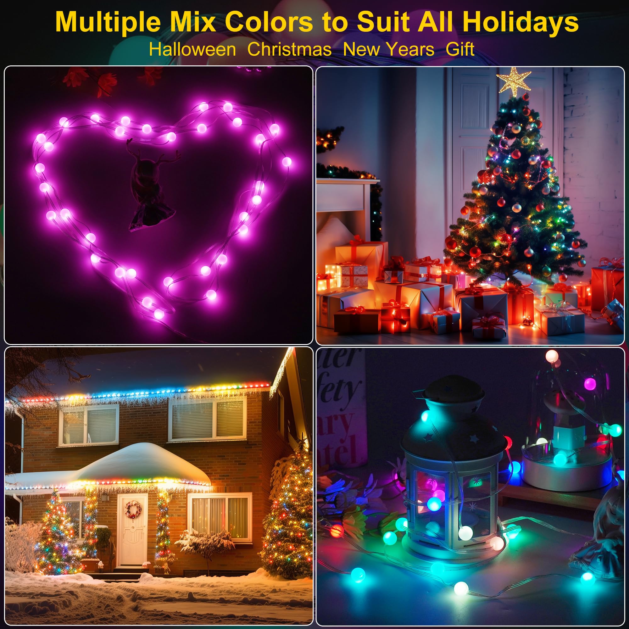 osteplus Fairy Lights 16.5FT Color Changing String Lights, 2-Pack Mini Ball LED, USB/Battery Powered, RGB-Globe, Waterproof for Indoor/Outdoor