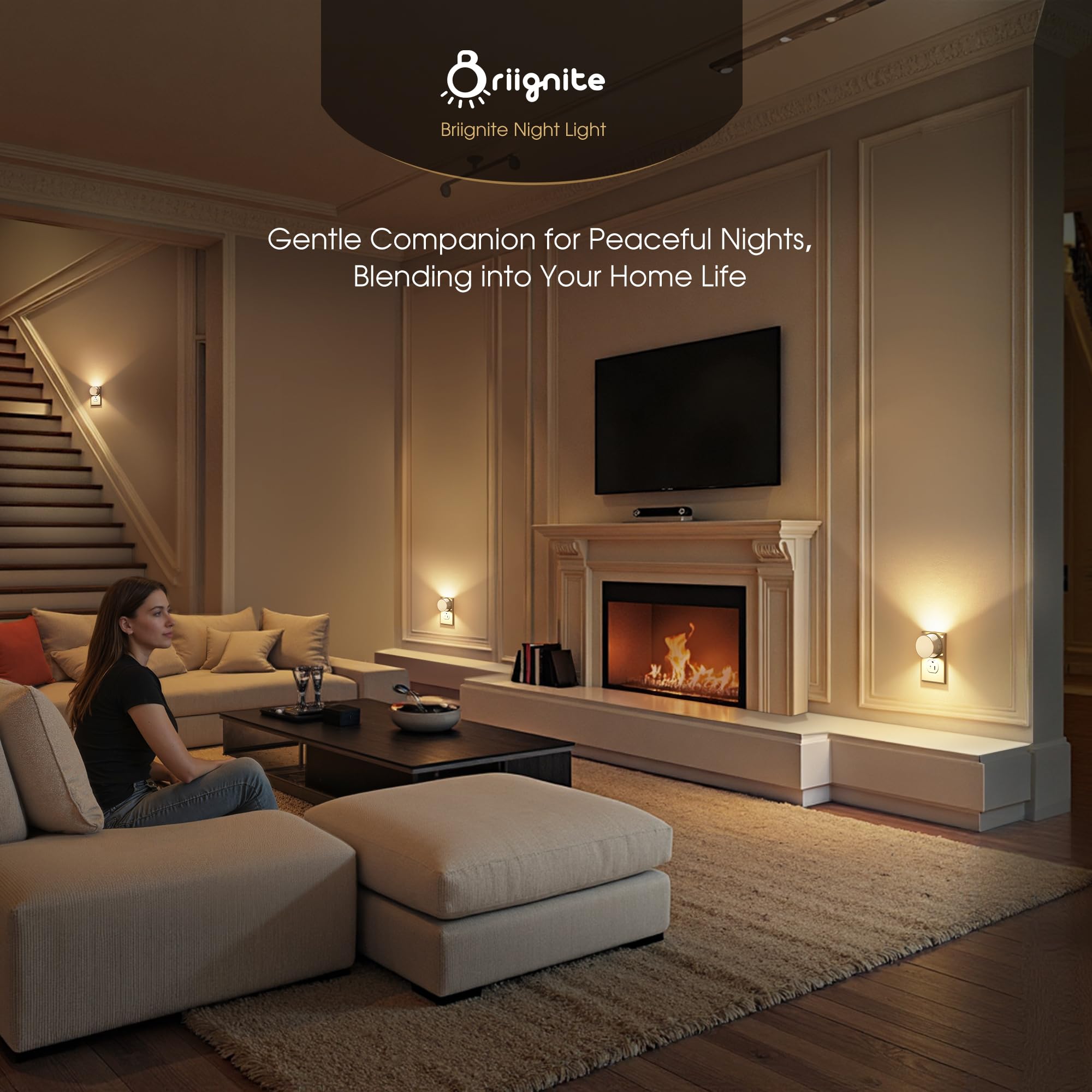 Night Lights Plug Into Wall [2 Pack], White Night Light Dusk To Dawn Sensor Nightlight, Brightness Adjustable 3000K Soft White,