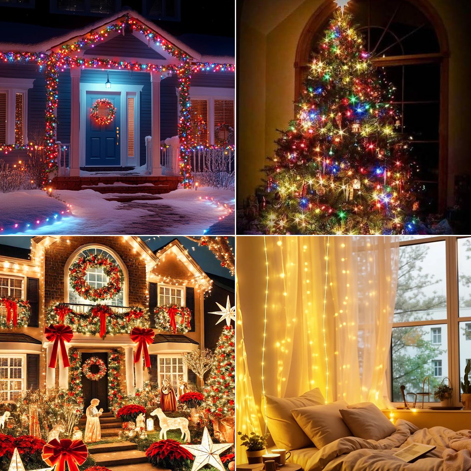 Twinkle Lights For Christmas Tree, 66Ft 200Led Outdoor Christmas Lights With Remote, Color Changing, Ip65 Christmas Tree, 11 Lig