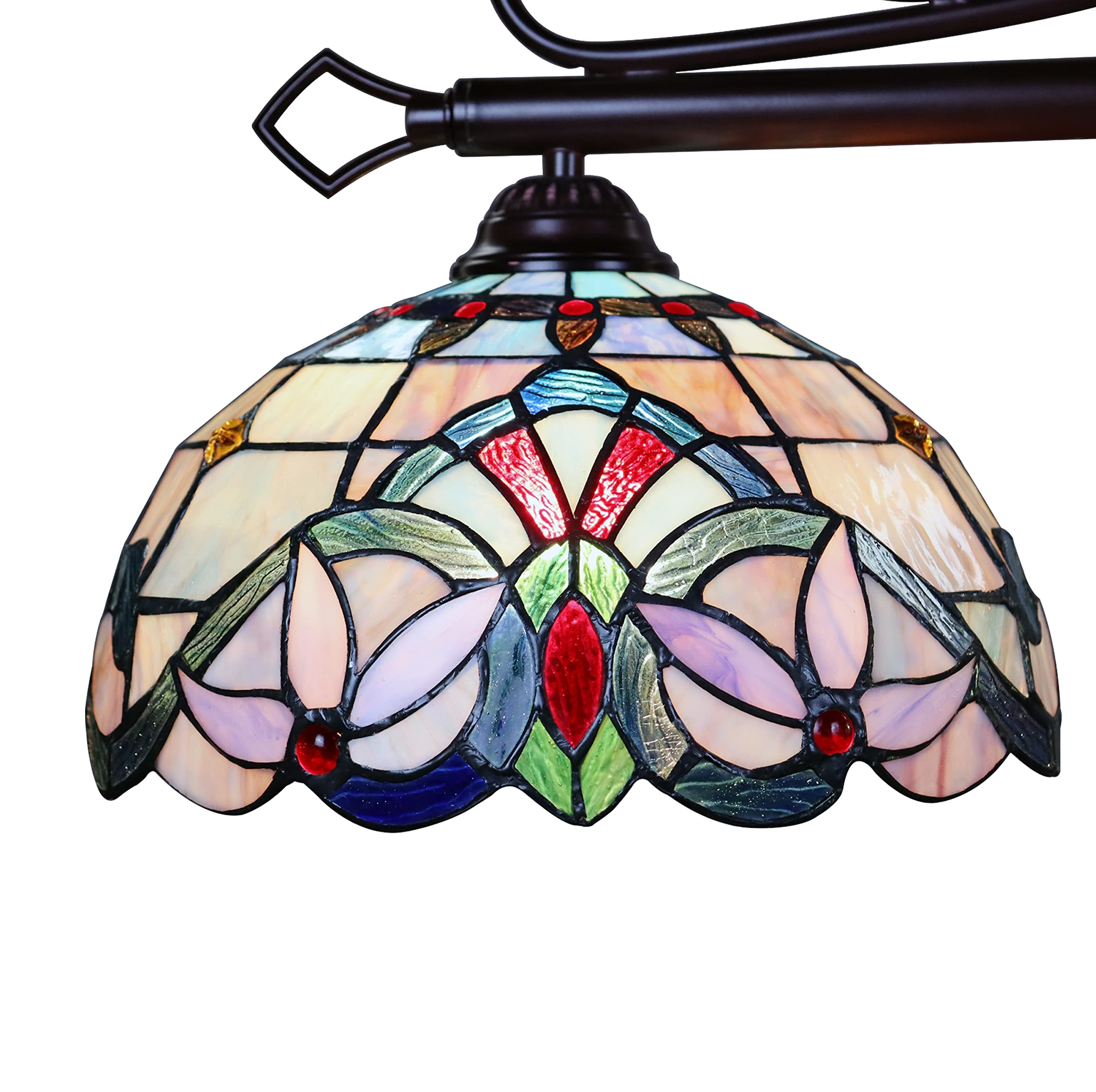 Chloe Lighting Island Pendant, Victorian-Style, Dark Bronze, 3 Lights, 47in Wide, Glass, Multicolor, Model CH3T381VB47-IL3