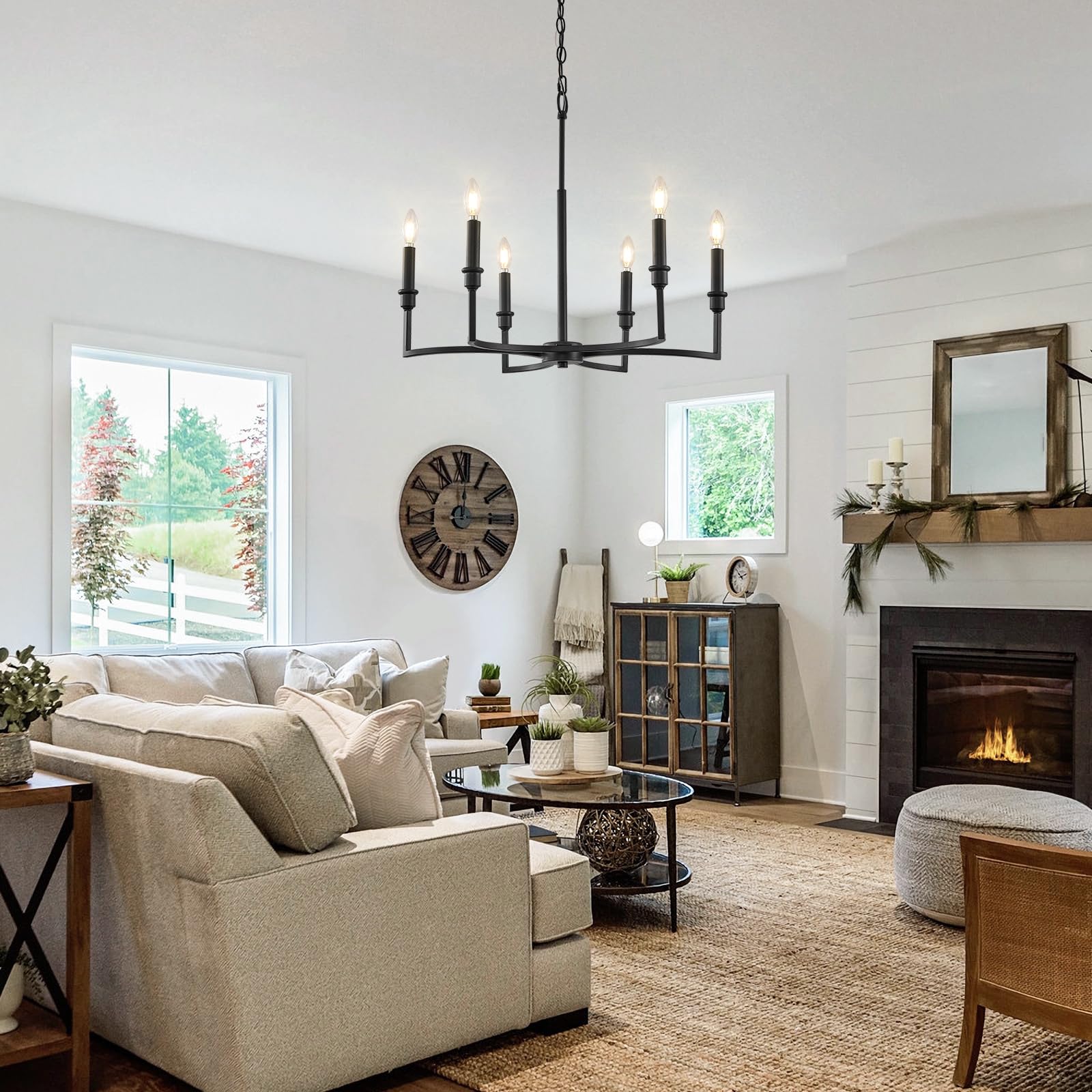 Caraluxe Black Chandelier Light Fixture 6-Light Chandelier For Dining Room Kitchen Chandeliers Over Table Candle Chandeliers For