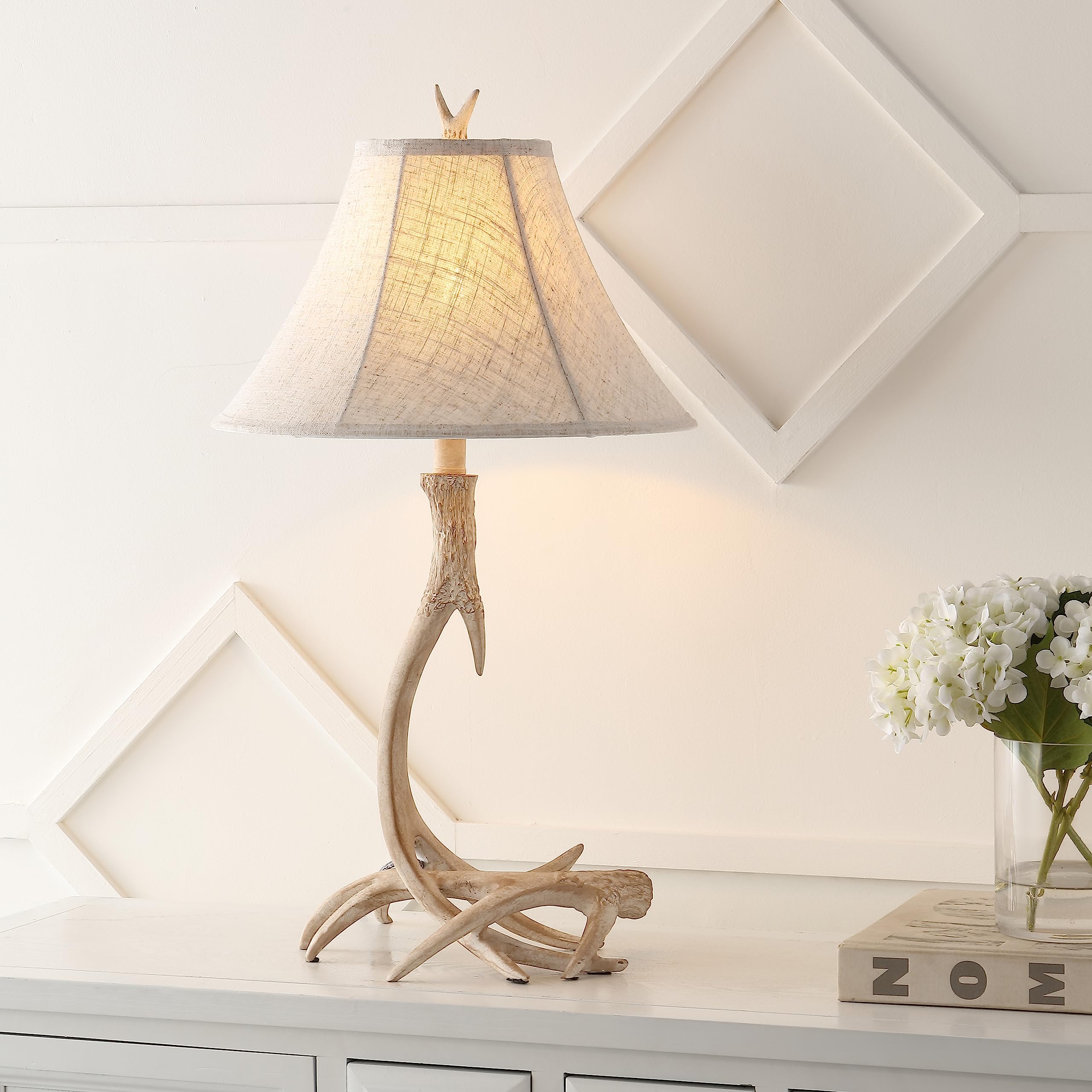 Jonathan Y Jyl6305B Antler 27.5'' Rustic Resin Led Table Lamp, Traditional For Bedroom, Living Room, Office, Kids Room, Entryway