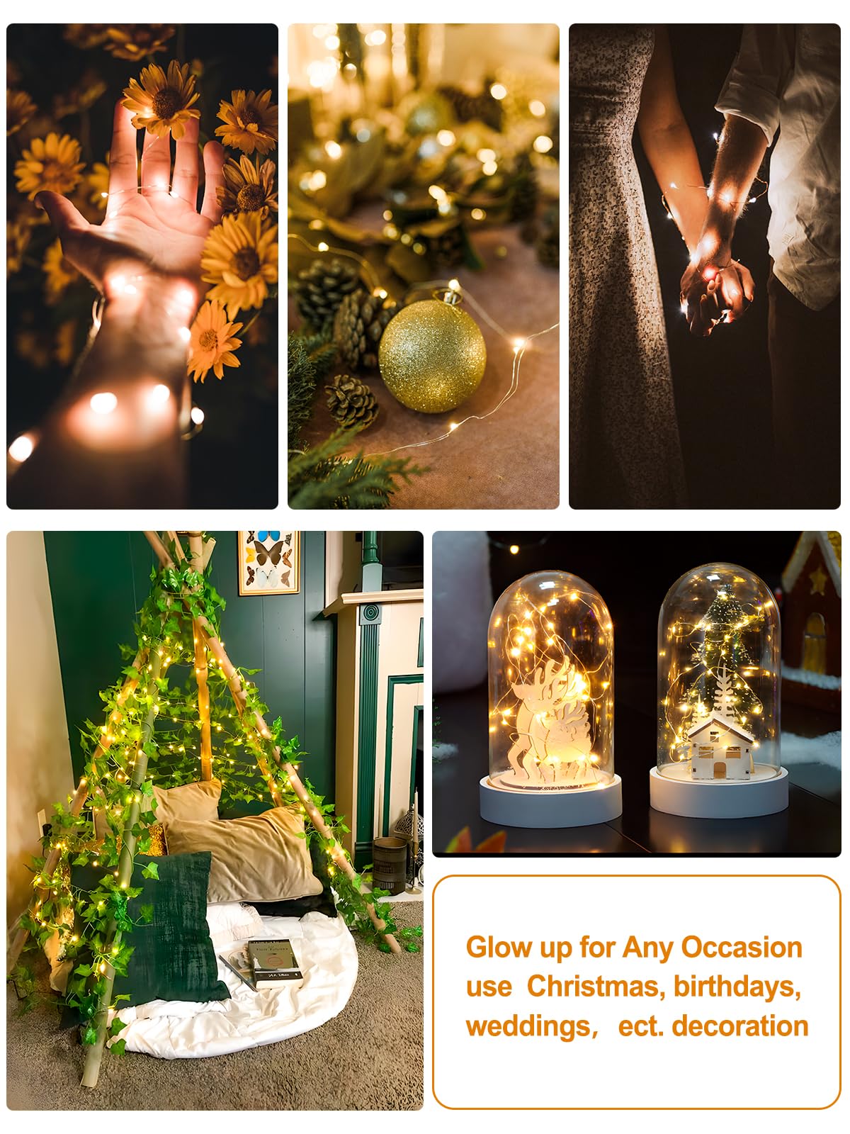 Fibevon Fairy Lights Battery Operated, 12-Pack 7.2Ft W/20 Led Mini Lights Waterproof String Lights For Mason Jar/Centerpiece Table/Bedroom/Wedding/Valentines/Christmas/Outdoors/Indoor Decoration