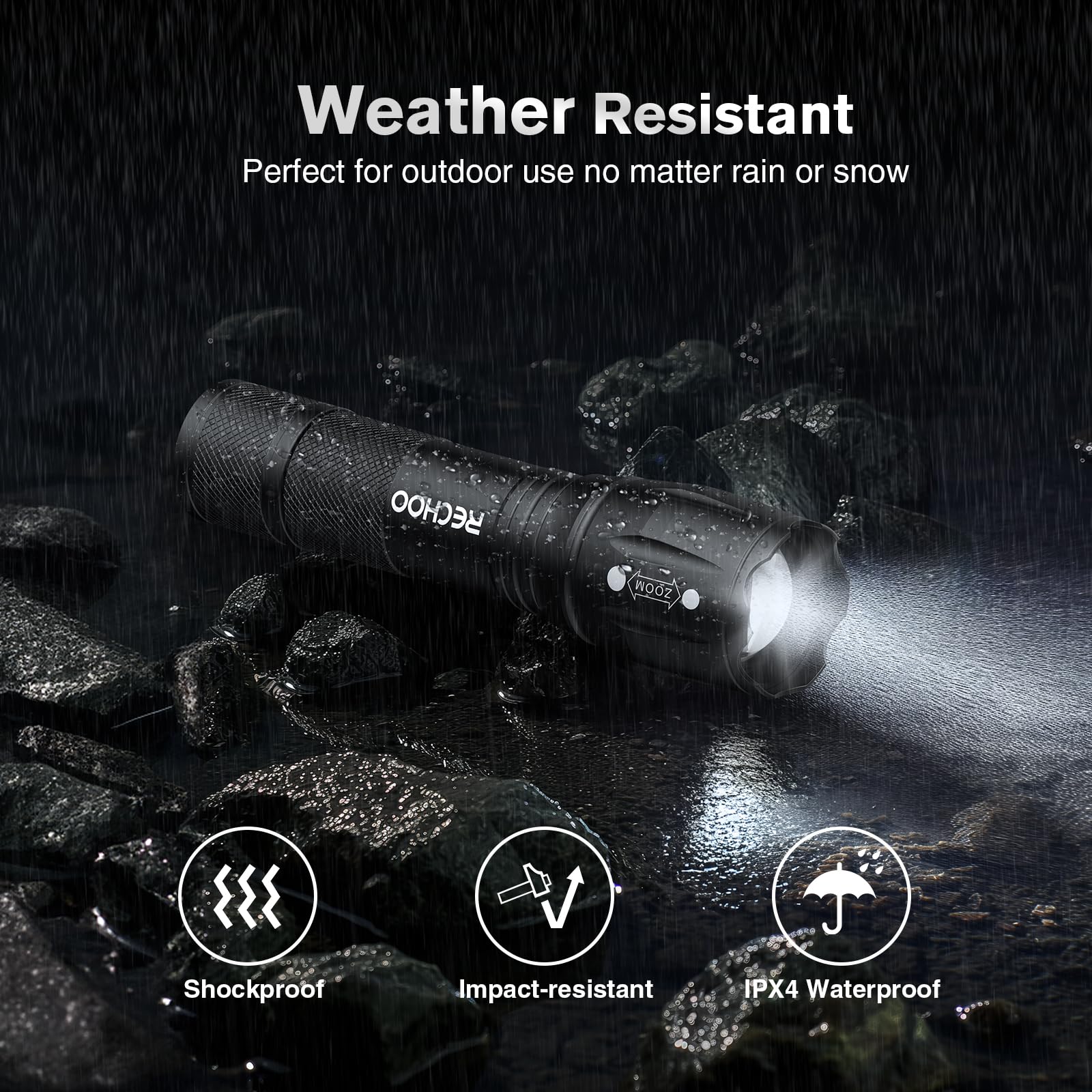 Rechoo Led Flashlight 6 Pack, Tactical Flashlights High Lumens With 3 Modes, Pocket Small Flash Light, Waterproof Zoomable Flash