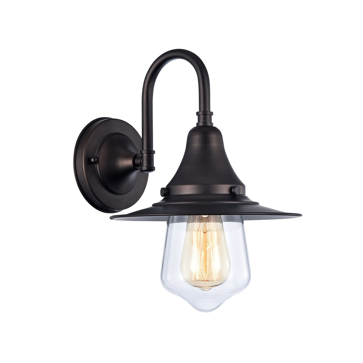Chloe Ironclad 9&quot; Wide Industrial-Style Wall Sconce In Bronze & Clear Glass