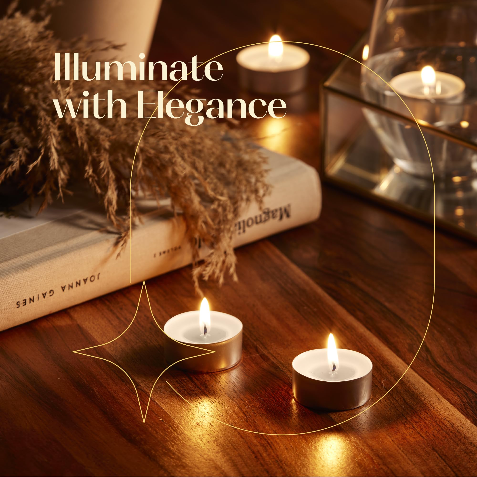 Beige Scented Tealight Candles - Pack Of 12 Scented Tea Light Candles With Long Lasting Aromas - Cotton Blossom Fragranced Beige Tealight Candles - 4 Hour Burn Time