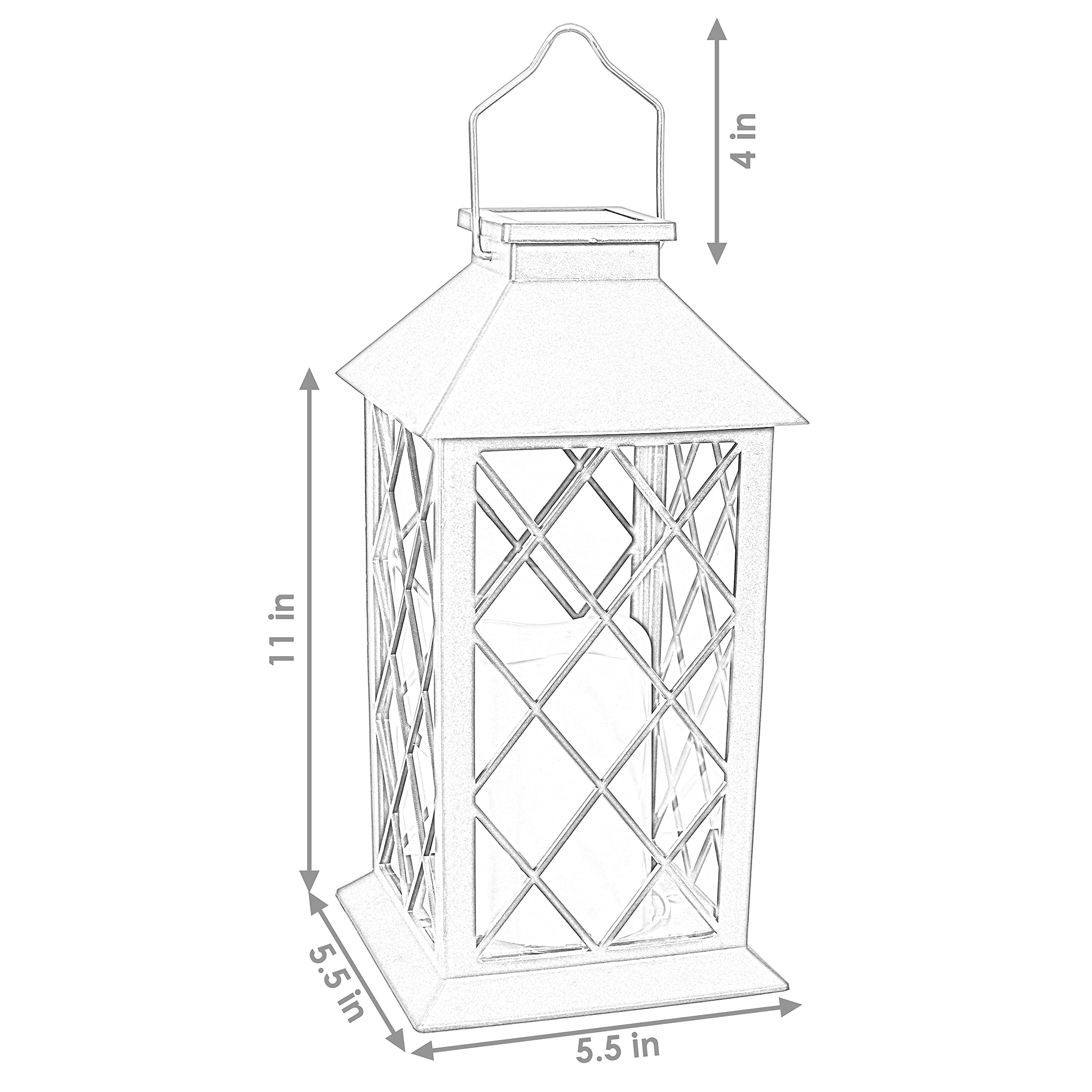 Sunnydaze 11-Inch Solar LED Decorative Candle Lantern Set of 2 - Black, Tabletop/Hanging Light, Model FOR-780-2PK