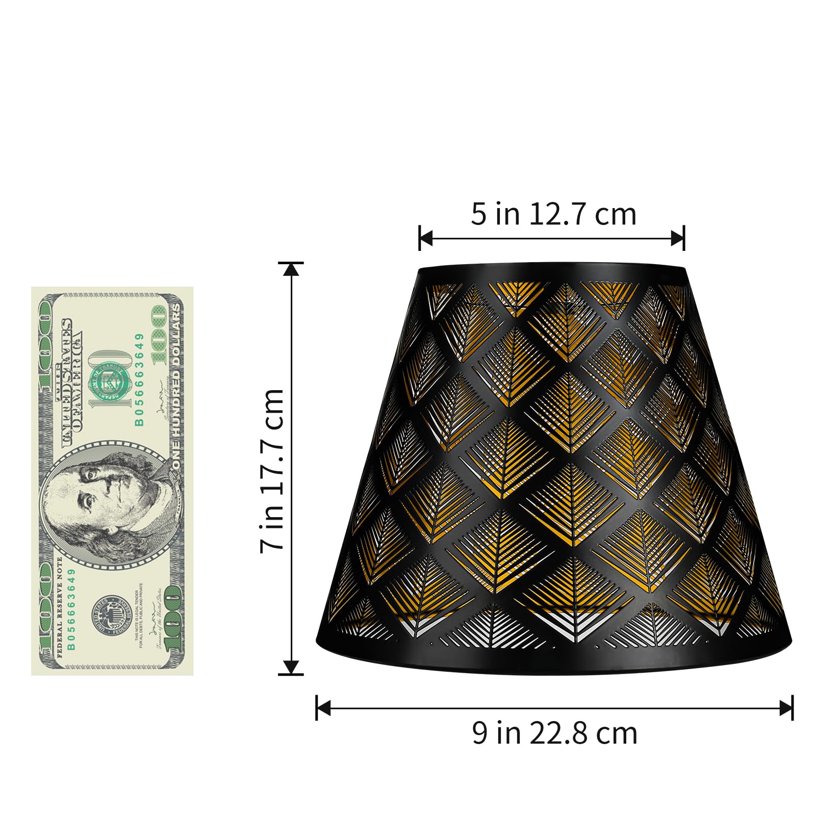 Metal Small Lamp Shade Etched Arrows 5'' Top X 9'' Bottom X 7'' High, Alucset Small Lampshade, Table Lamps Replacement Shade, Sp