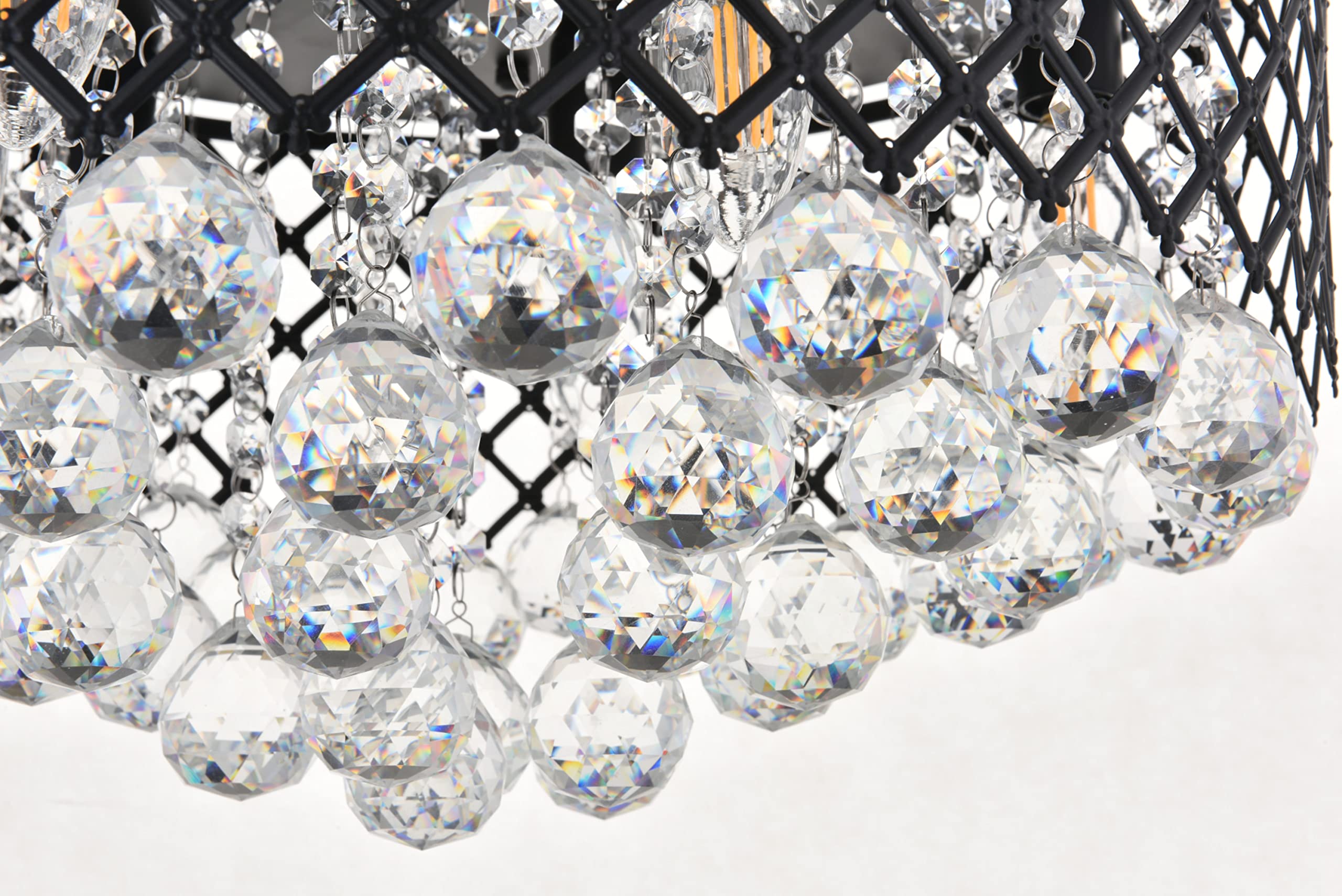 Living District Tully 6-Light Metal & Crystal Flush Mount in Matte Black/Clear