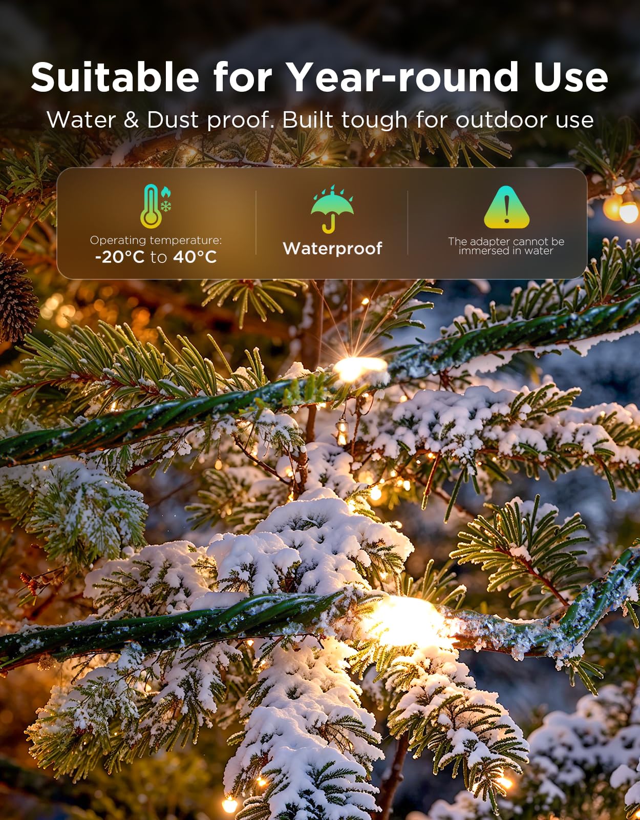 Govee Rgbwic 164Ft Christmas String Lights, 500 Leds, Smart App Control, Green Wire, Indoor/Outdoor Holiday Decor, Model H70C7