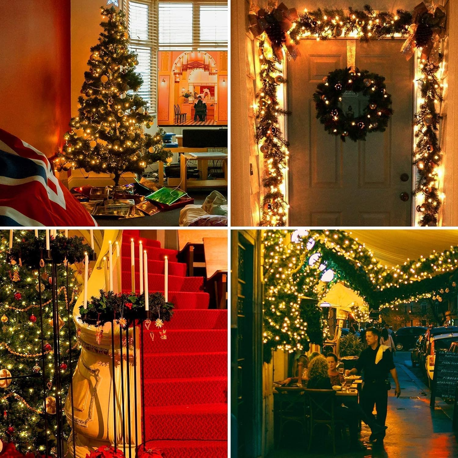 Tcamp Battery Operated Christmas Lights Motion Activated Sync With Music, 33Ft 100 Led Battery String Lights With Christmas Music For Outdoor Indoor Christmas Tree Decor, 6 Lighting Modes, Warm White