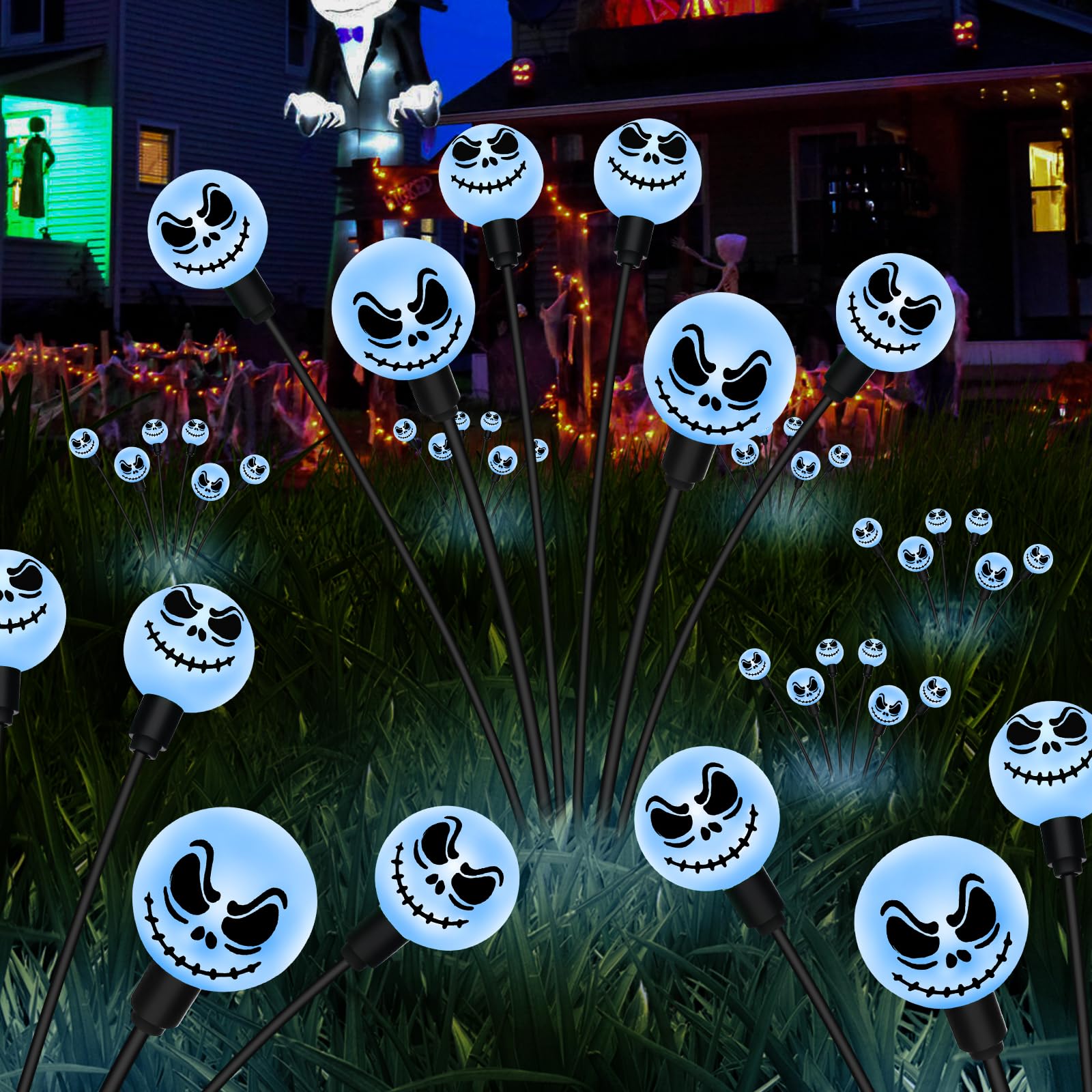 XGiftKey Halloween Decorations Solar Magic Lights Outdoor,2PACK Swaying Firefly Lights with 12LED Nightmare Christmas Spooky Li