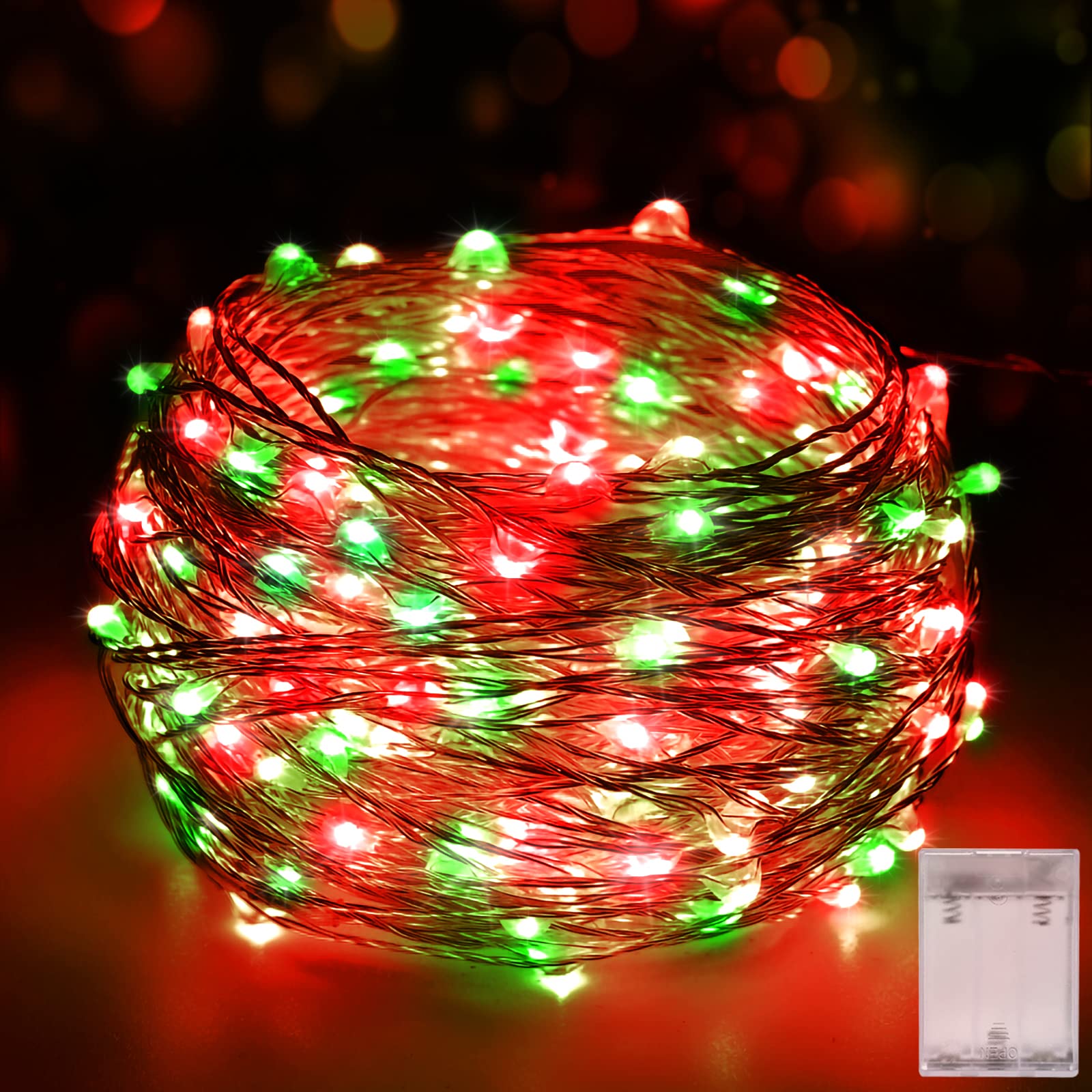 Smacen Led Fairy Lights 100Ft Red And Green Christmas String Lights Indoor Outdoor  Waterproof Copper Wire Starry String Lights Plug In For Wedding Holiday Party  Bedroom  Christmas D?Cor (Red &Green)