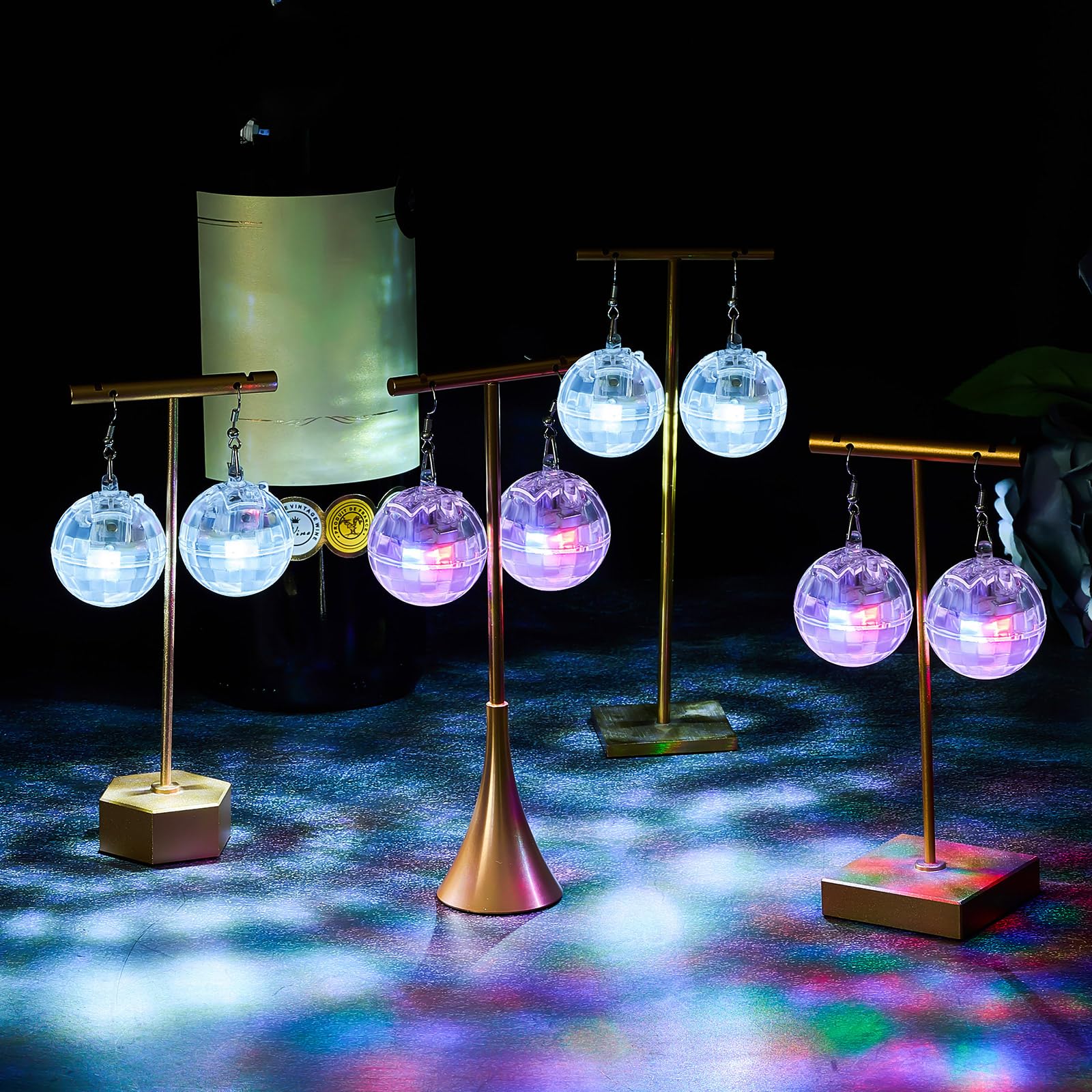 Henoyso Light Up Disco Ball Earrings for Women - LED, Color Mixing, 3.5 cm, Model Henoyso-Party-1214