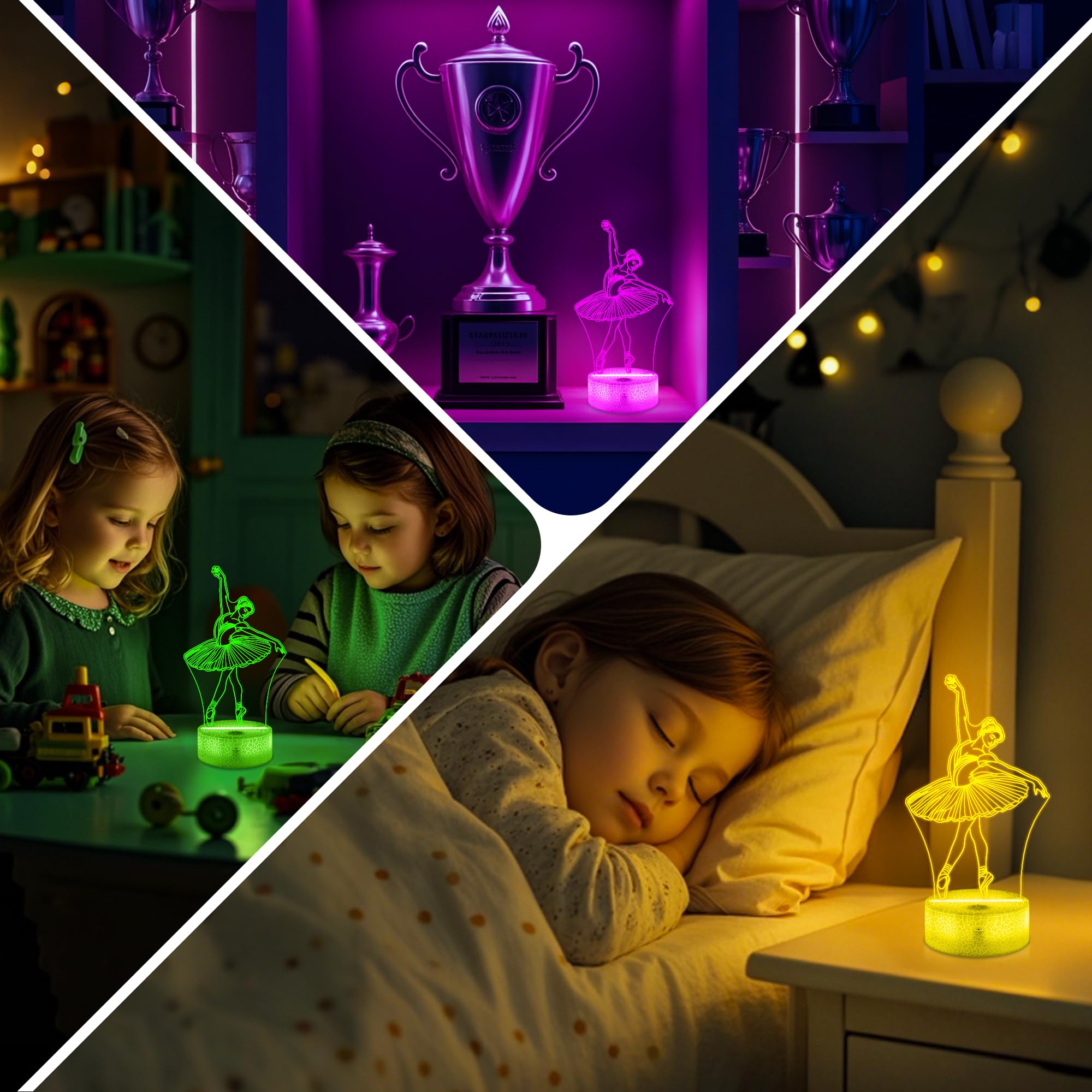 Ammonite Ballet Night Light, Ballerina 3D lamp 16 Color Changing with Remote Control and Timer, Women Ballet Decor Light Birthda