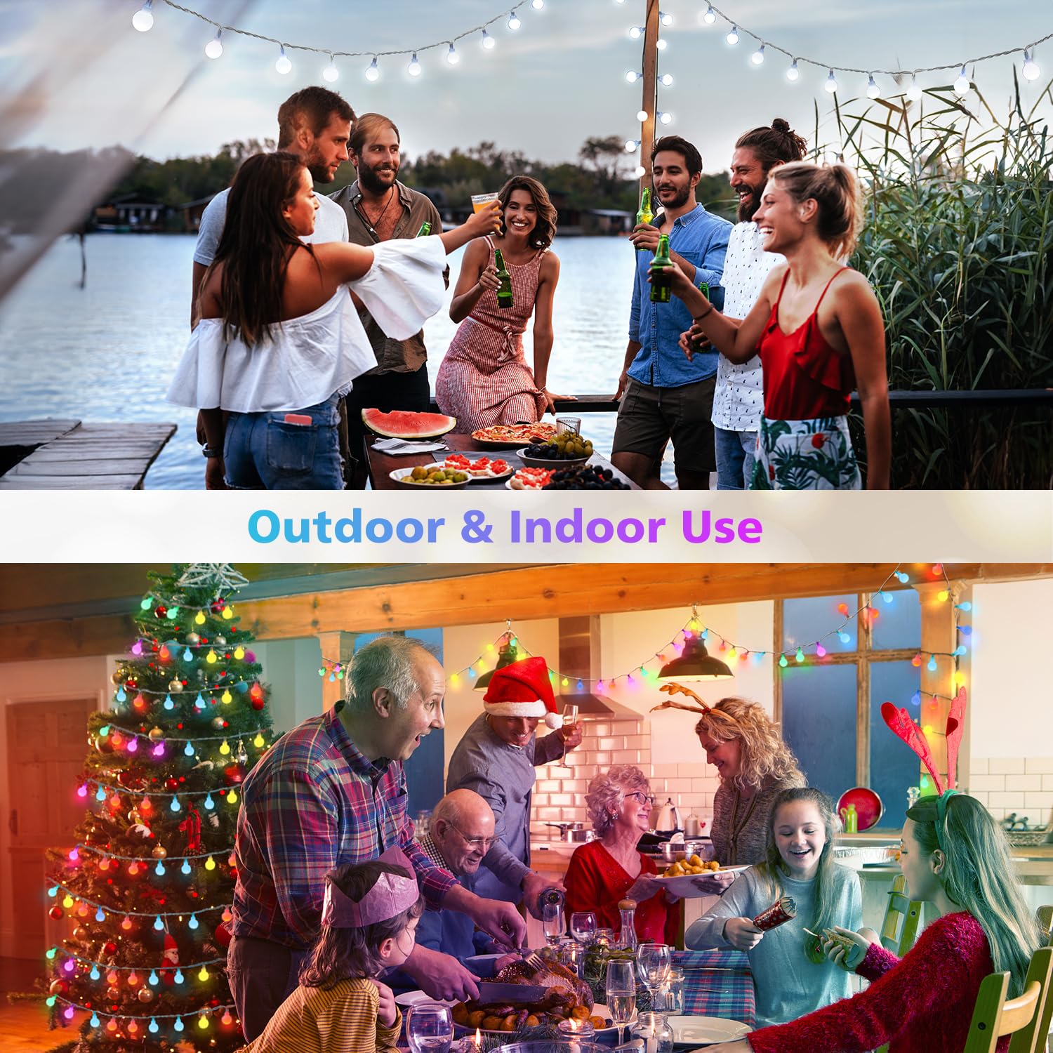 OMIKA Color Changing Globe String Lights, 66FT, 120 LEDs, Waterproof, Plug-in, 128 Modes, Remote Controlled, for Outdoor/Indoor Decor