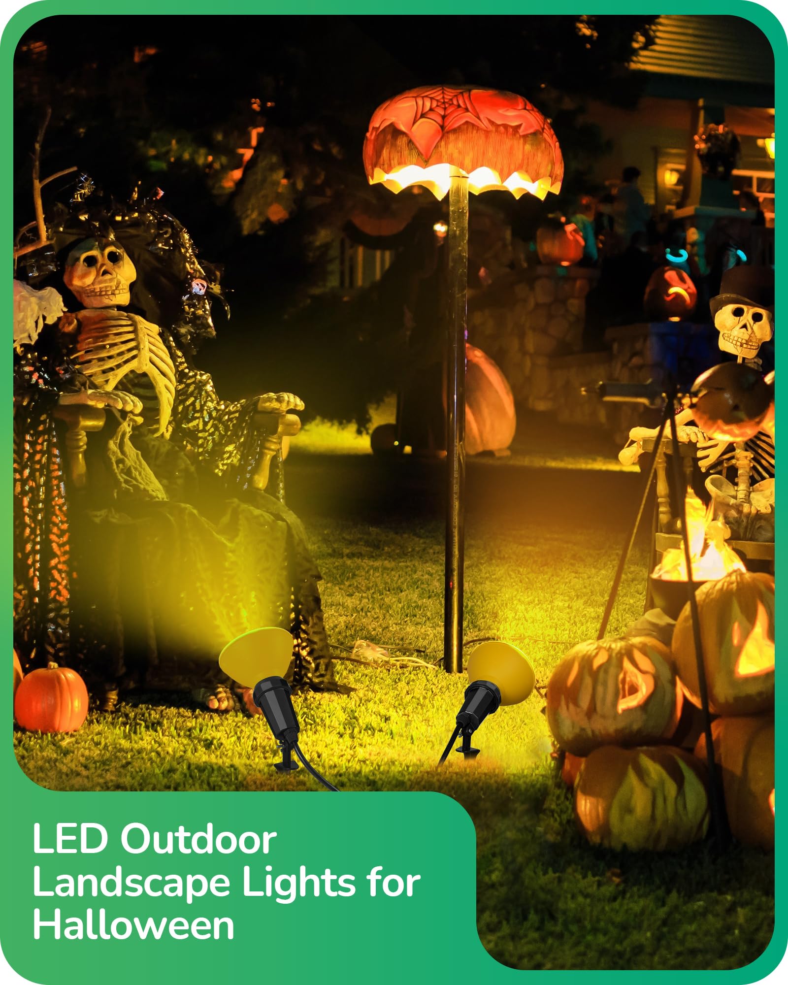 EDISHINE Outdoor Spotlights with 6FT Cord, Weatherproof, E26 Base, Black, Model HGSL11A, 2 Pack