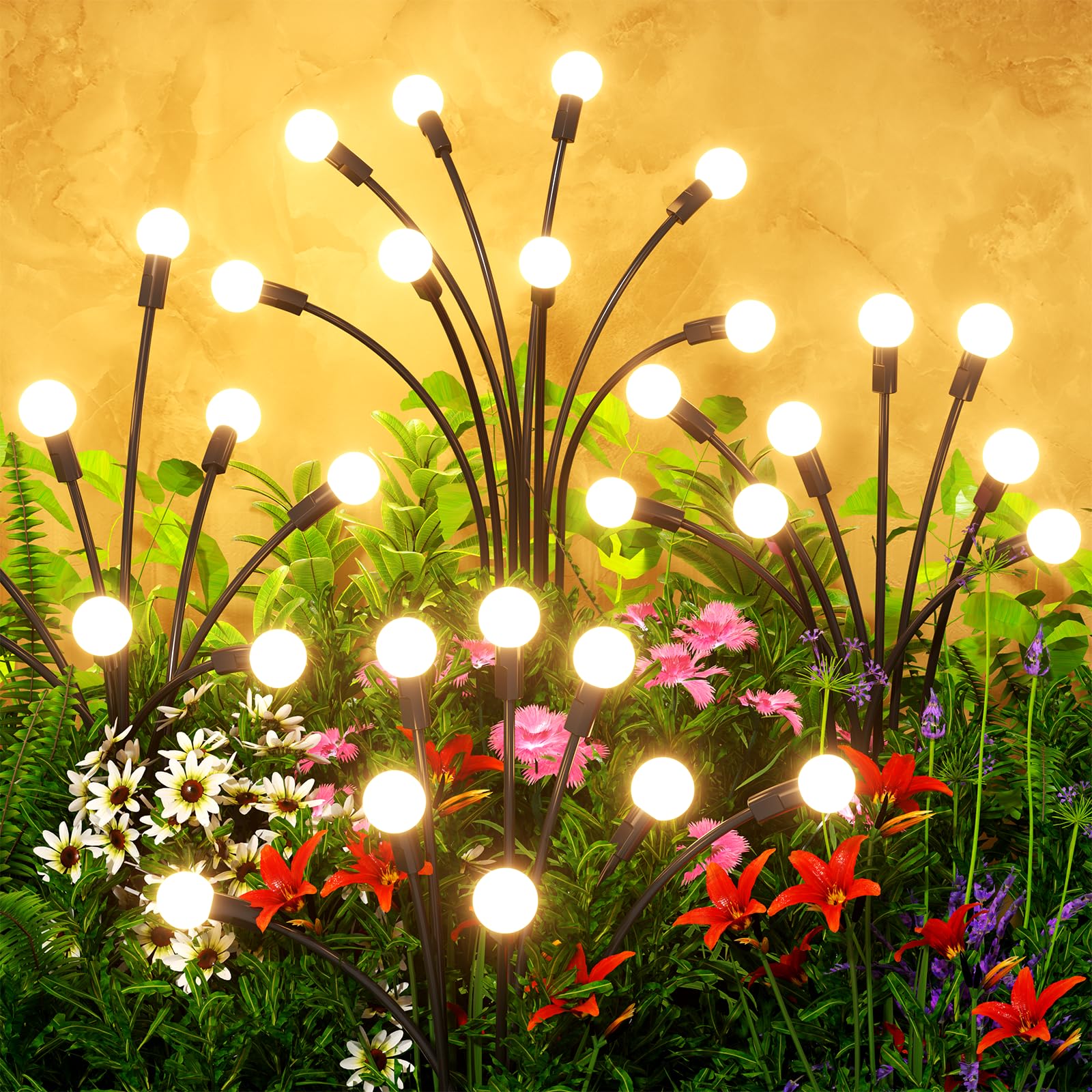 Solar Lights Outdoor(10 Pack,80 LEDs),Solar Lights Outdoor Waterproof for Garden Decor,4 Modes Firefly Light for Outdoor Decor,B