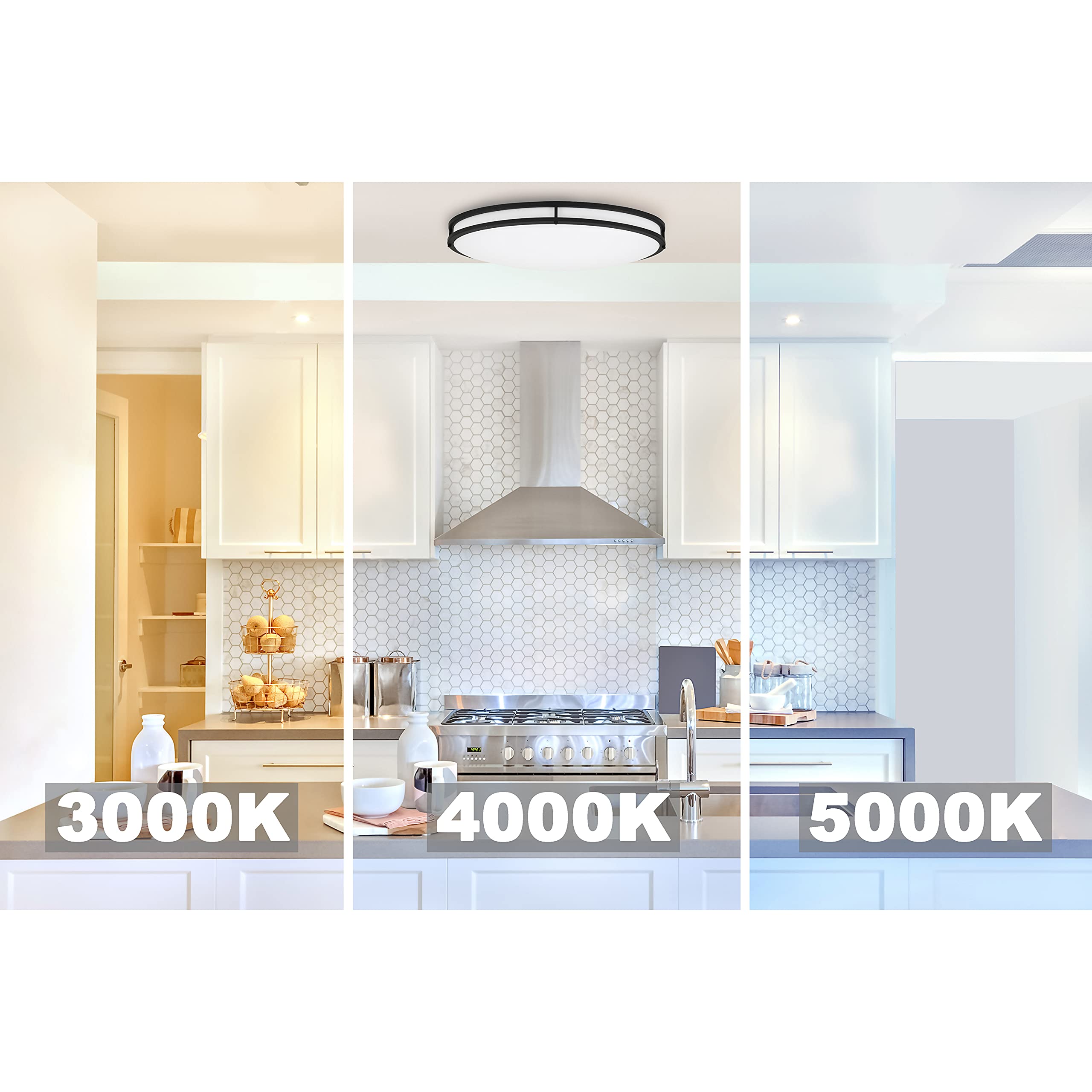 Designers Fountain Flush Mount Ceiling Light, 24 Inch, Dimmable LED, 2800 Lumens, Matte Black, Model EV1424C3C-43