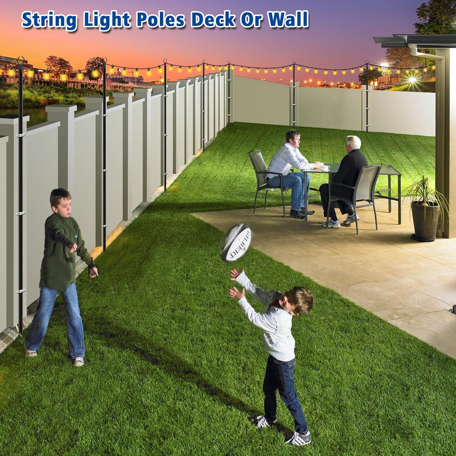 Beizelte 6 Pack 10Ft String Light Poles,Light Poles For Outside String Lights,Outdoor Light Poles With Fork,Metal Poles Stand Fo