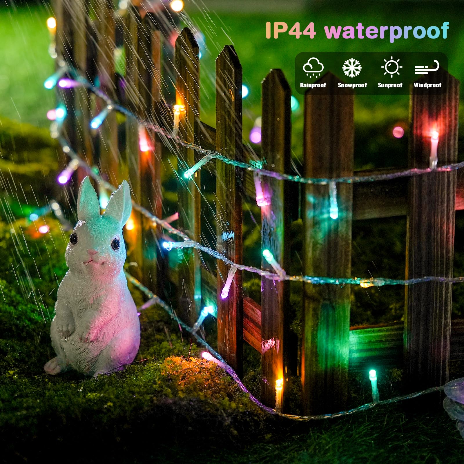 JMEXSUSS 400 LED Easter Lights, 132FT Multicolor Plug-in Decor, 8 Modes for Indoor/Outdoor Use, Model EXS-S-0400-R